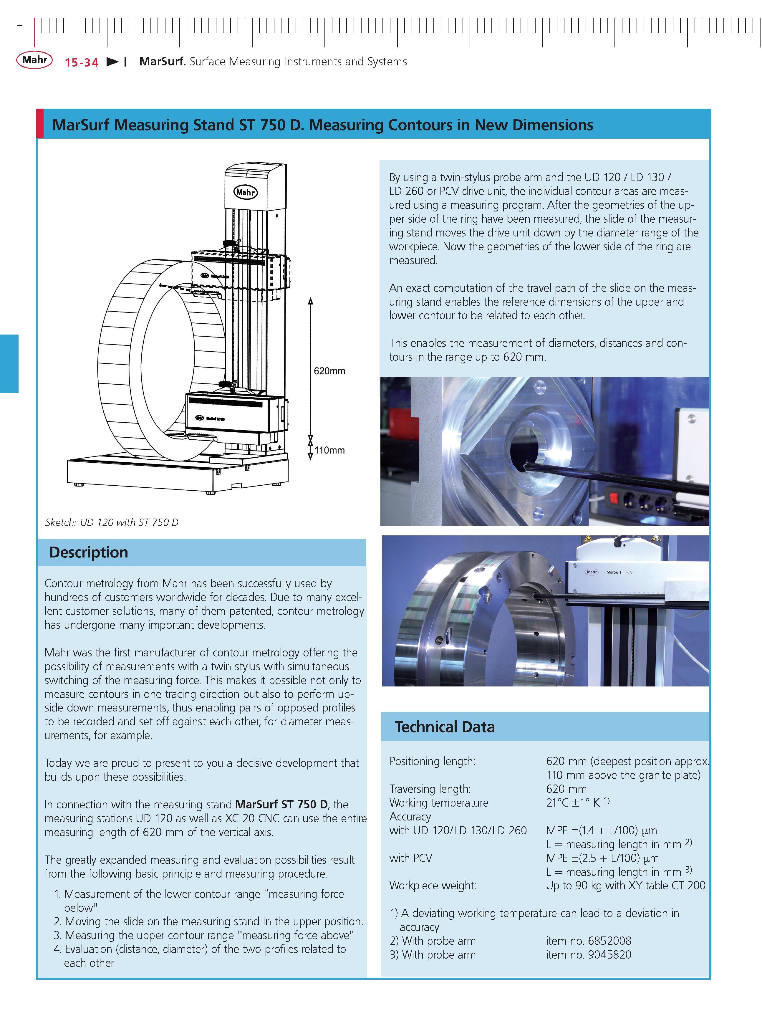 495 Mahr 15-34 MarSurf Surface Measuring Instruments and Systems MarSurf Measuring Stand ST 750 D Measuring Contours in New Dimensions Sketch UD 12 Каталог MAHR 2014 Измерительные инструменты приборы и оборудование для линейно-угловых измерений в машиностроении Стр. 15-34 ENG