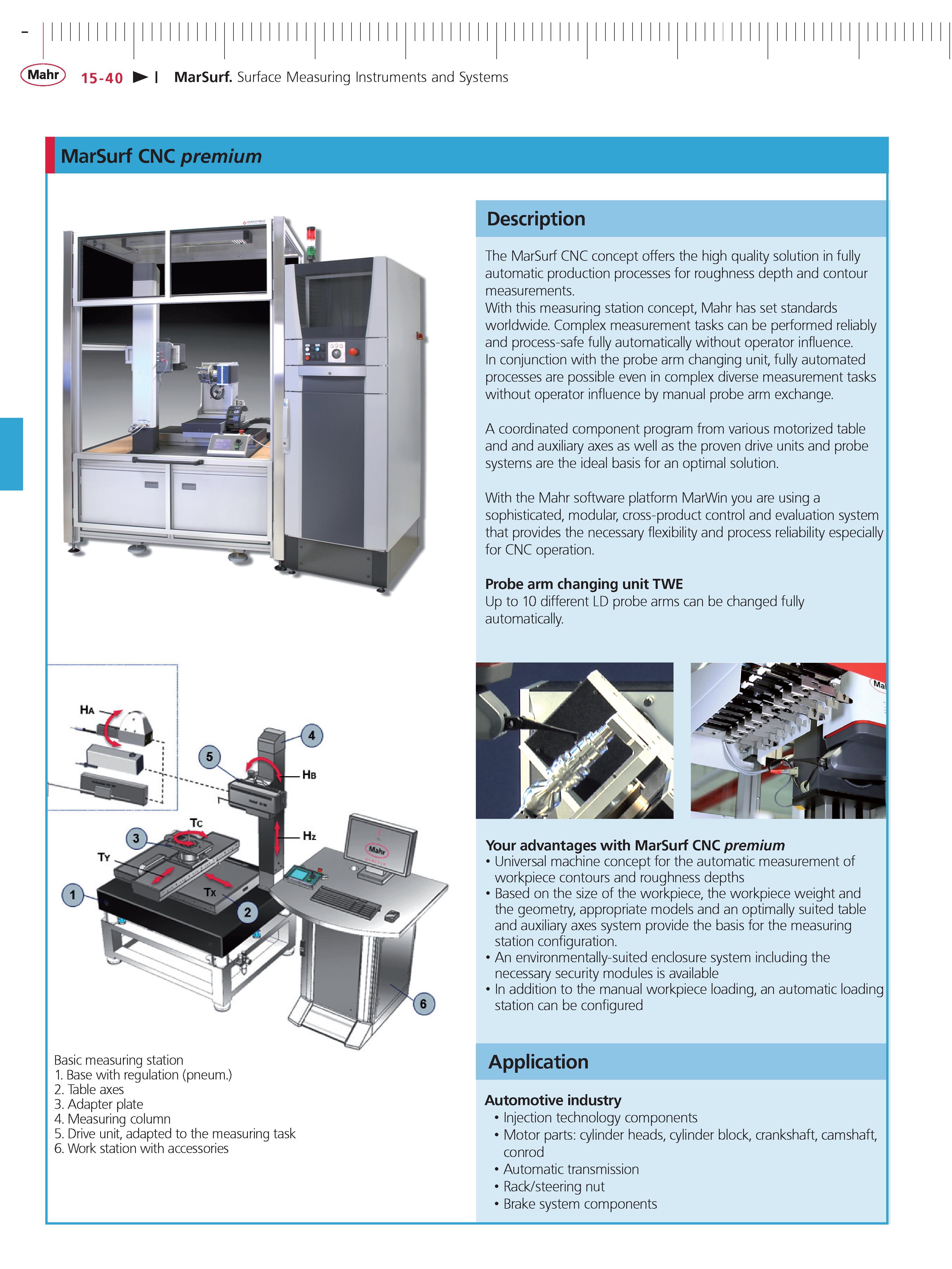 501 Mahr 15-40 MarSurf Surface Measuring Instruments and Systems MarSurf CNC premium Basic measuring station 1 Base with regulation (pneum ) 2 Tabl Каталог MAHR 2014 Измерительные инструменты приборы и оборудование для линейно-угловых измерений в машиностроении Стр. 15-40 ENG