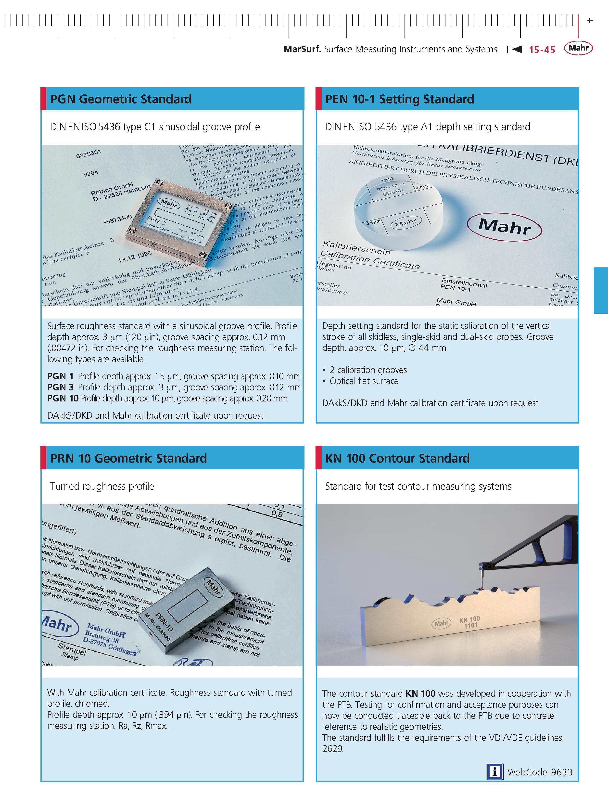 506 MarSurf Surface Measuring Instruments and Systems 15-45 Mahr PGN Geometric Standard PEN 10-1 Setting Standard DIN EN ISO 5436 type C1 sinusoida Каталог MAHR 2014 Измерительные инструменты приборы и оборудование для линейно-угловых измерений в машиностроении Стр. 15-45 ENG