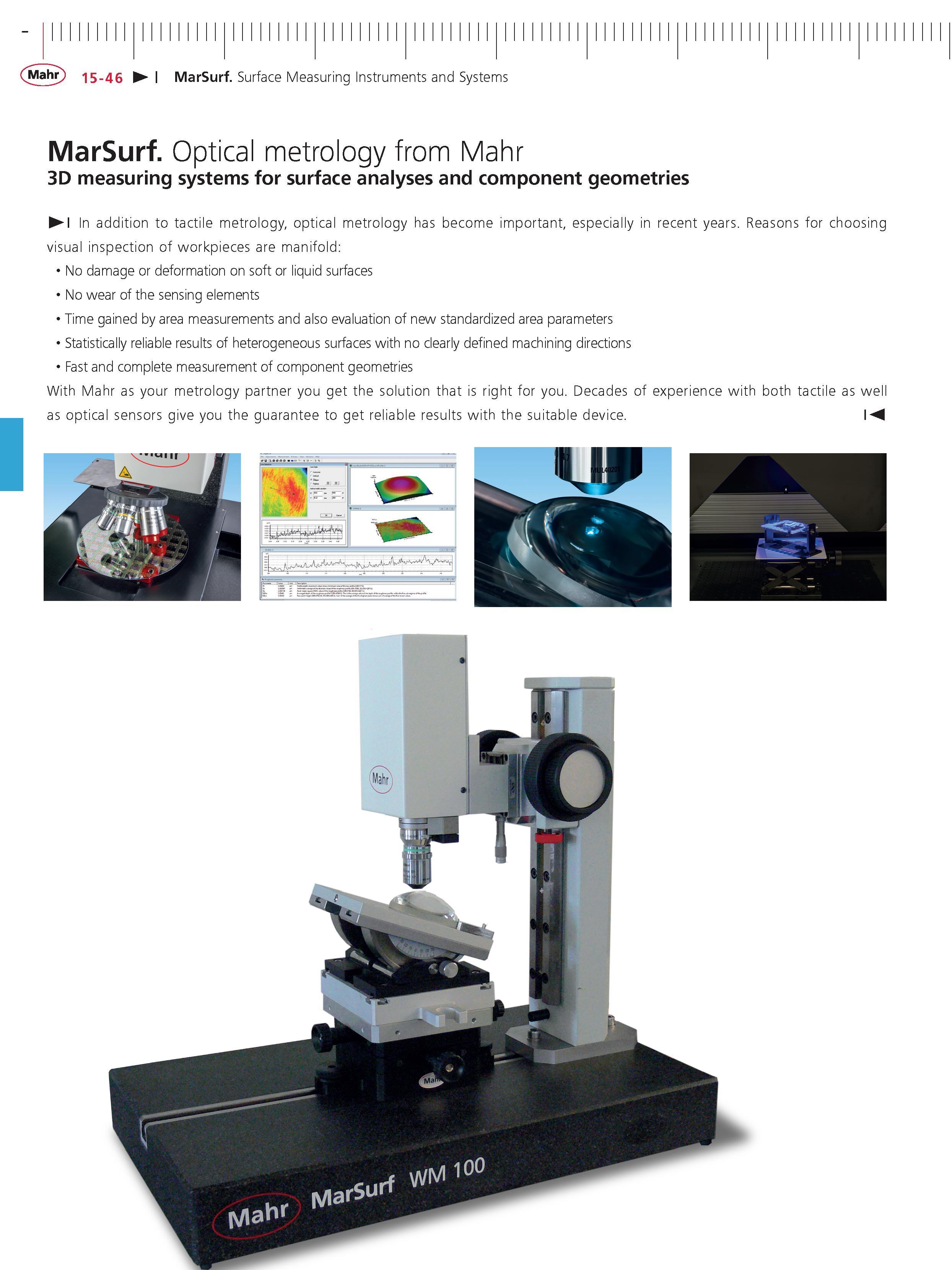 507 Mahr 15-46 MarSurf Surface Measuring Instruments and Systems MarSurf Optical metrology from Mahr 3D measuring systems for surface analyses and Каталог MAHR 2014 Измерительные инструменты приборы и оборудование для линейно-угловых измерений в машиностроении Стр. 15-46 ENG