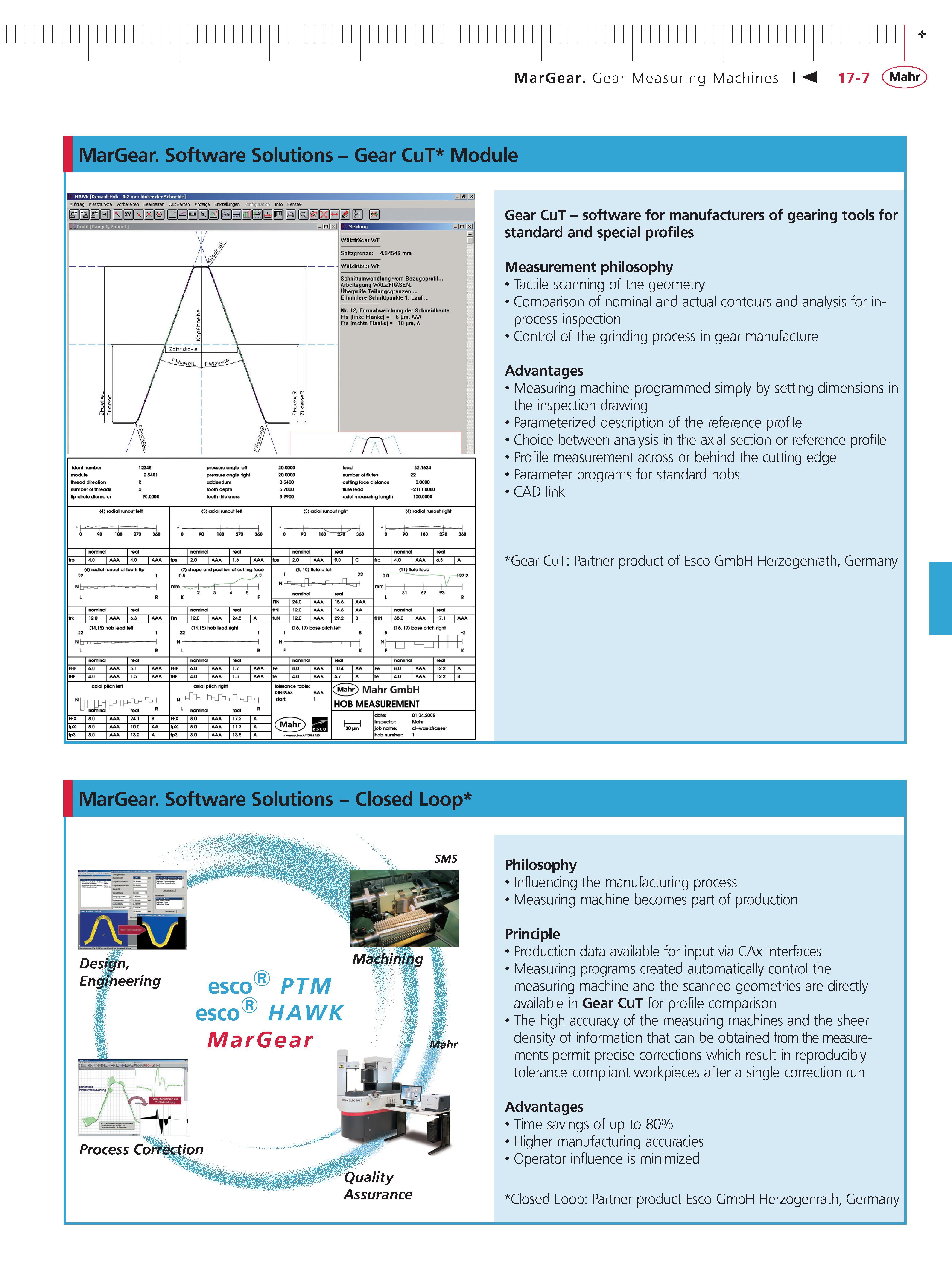 540 MarGear Gear Measuring Machines 17-7 Mahr MarGear Software Solutions - Gear CuT Module Gear CuT - software for manufacturers of gearing tools f Каталог MAHR 2014 Измерительные инструменты приборы и оборудование для линейно-угловых измерений в машиностроении Стр. 17-7 ENG