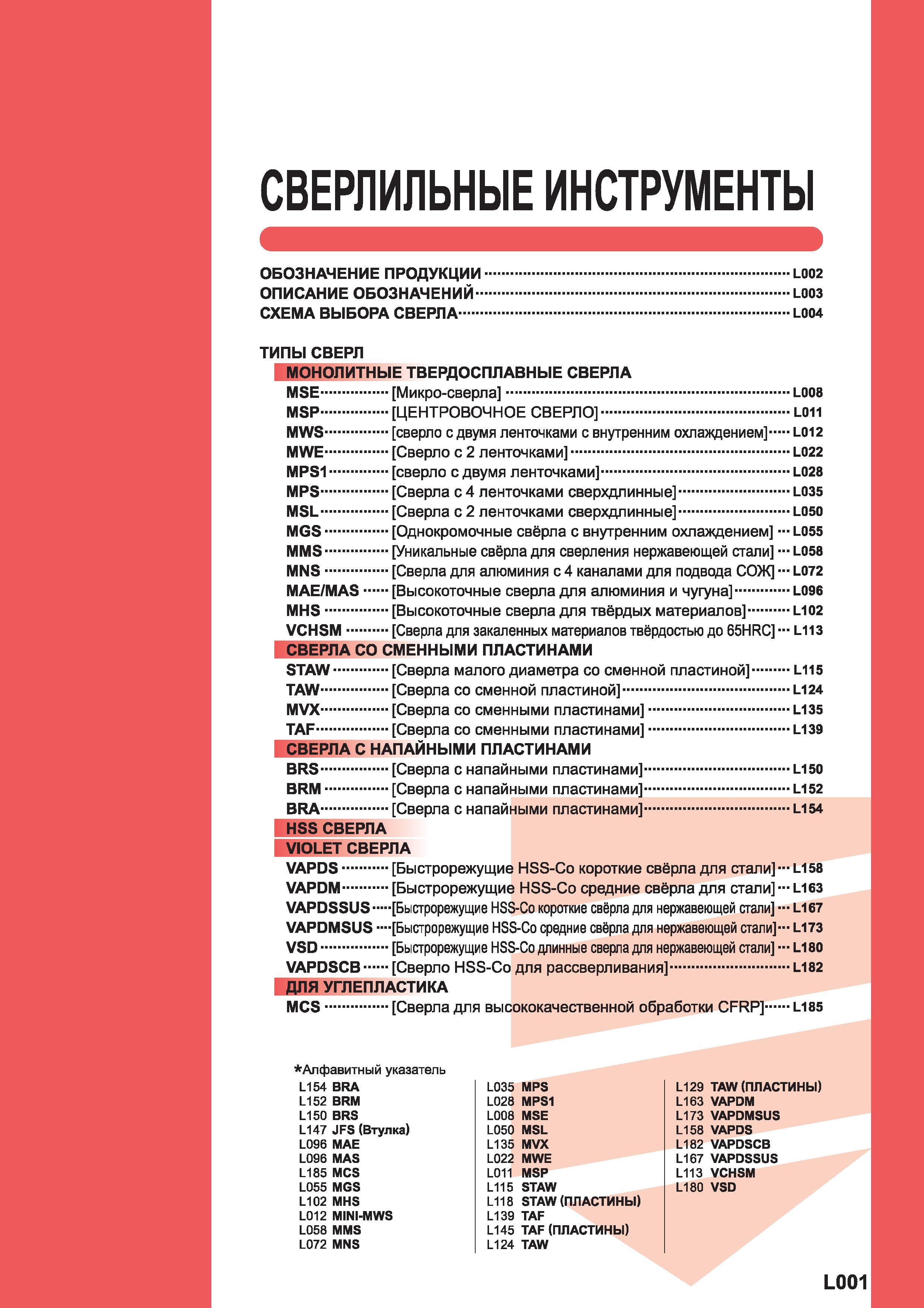 1079 Сверла Mitsubishi монолитные, с напайными и сменными режущими пластинами Сверлильный инструмент для механической обработки отверстий в металлах и Каталог MITSUBISHI 2014 Металлорежущий инструмент токарный и вращающийся Стр. L001
