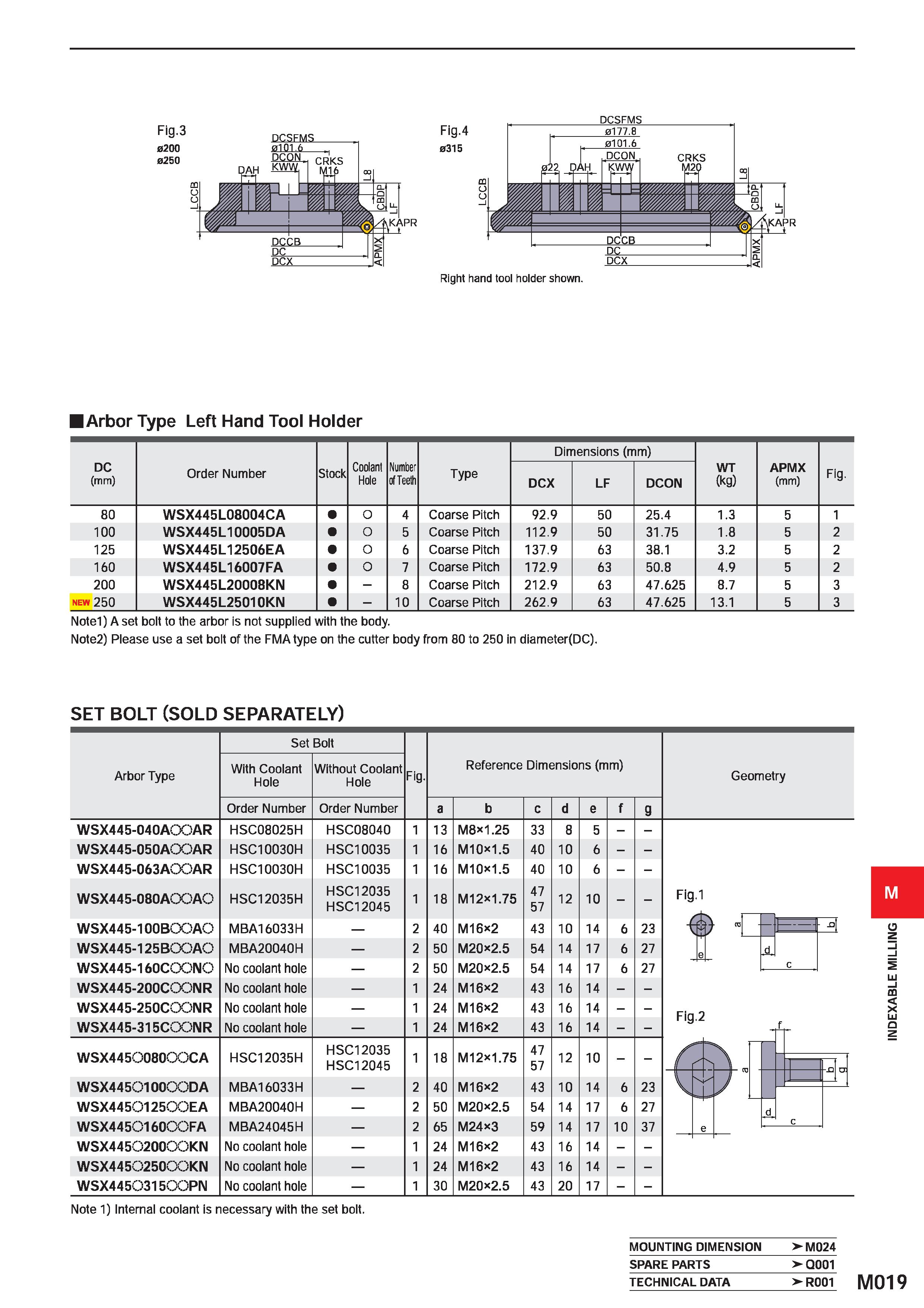 1175 Right hand tool holder shown Arbor Type Left Hand Tool Holder DC (mm) Order Number Stock Coolant Hole Number of Teeth Type Dimensions (mm) WT (kg Каталог MITSUBISHI 2020 Режущий инструмент для станков по металлу Фрезы концевые монолитные из твердого сплава и сборные со сменными режущими пластинами Резцы Сверла Стр. M019