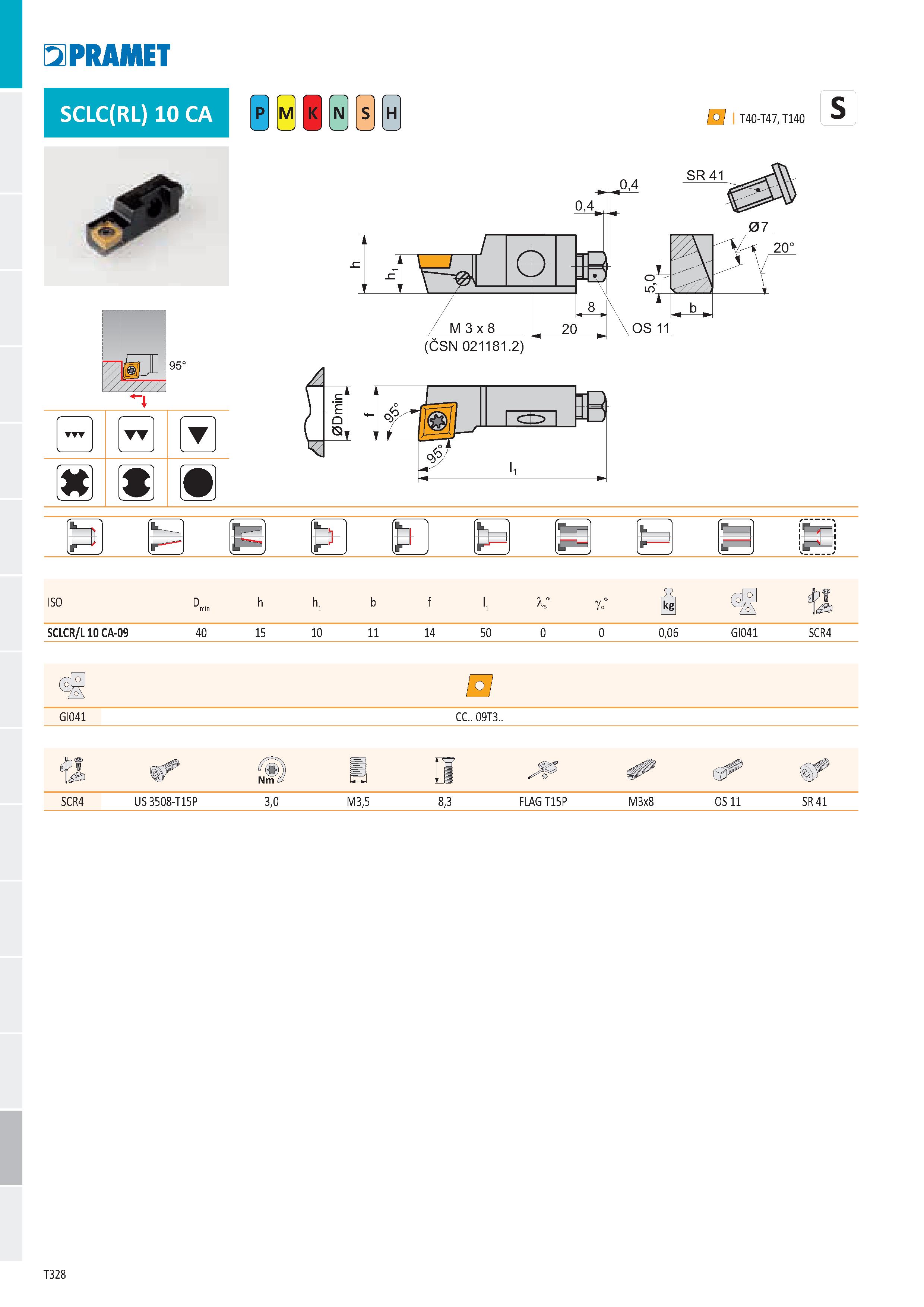 334 PRAMET SCLC(RL) 10 CA 95° Ё H 0,4 / Ф ú 8 x M- Z777 3 x 8 2C m & ISO h hŁ b f iL l Yo” SCLCR/L 10 CA-09 40 15 10 11 14 50 0 0 0,06 GI041 SCR4 GI0 Каталог PRAMET 2019 Режущий инструмент Резцы с твердосплавными пластинами по металлу для точения и растачивания Концевые и насадные фрезы Сверла с СМП Расточные головки Стр. T328