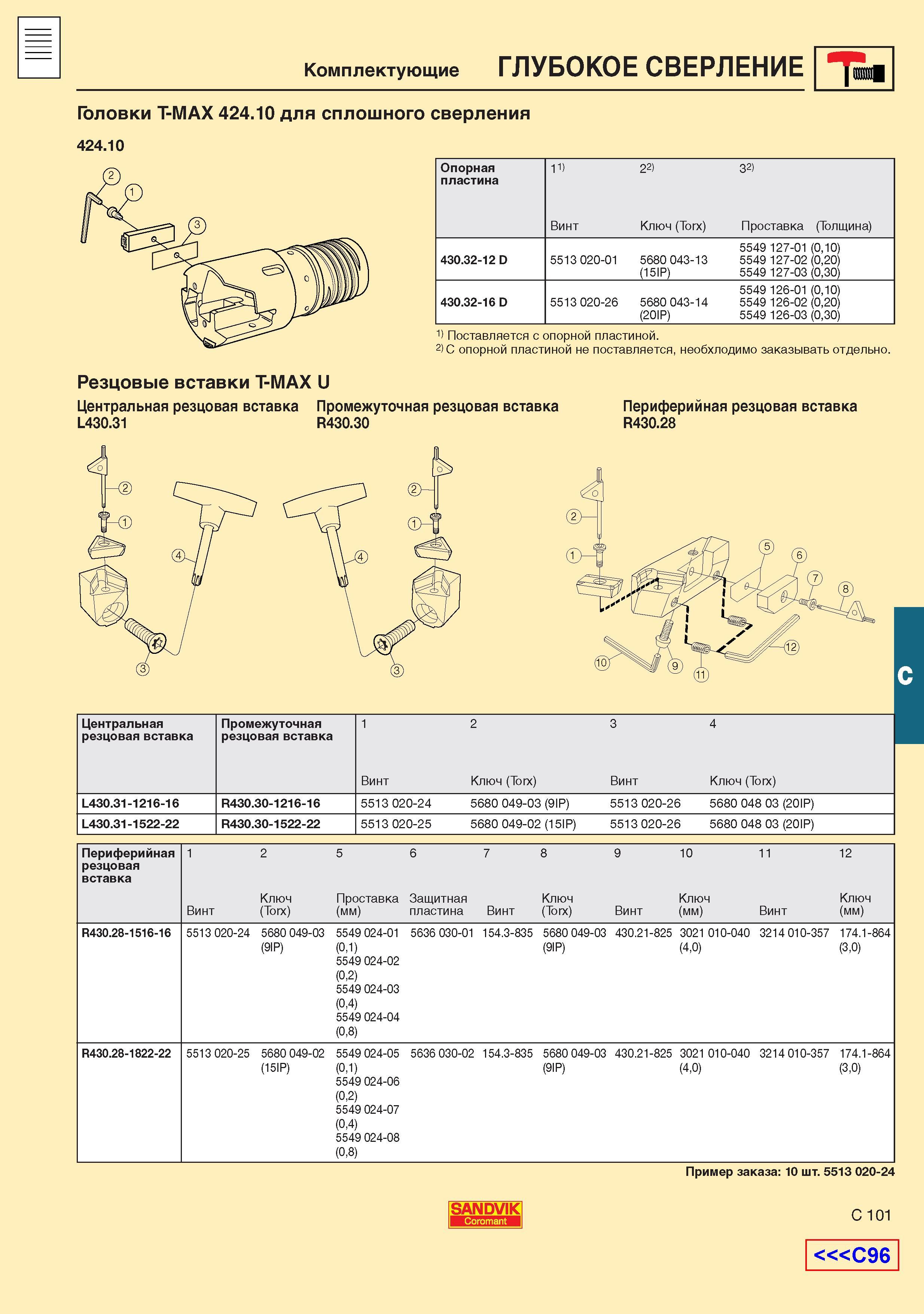 424  Каталог SANDVIK COROMANT 2001 Вращающиеся инструменты для фрезерования сверления растачивания Инструментальная оснастка для станков Стр. C101