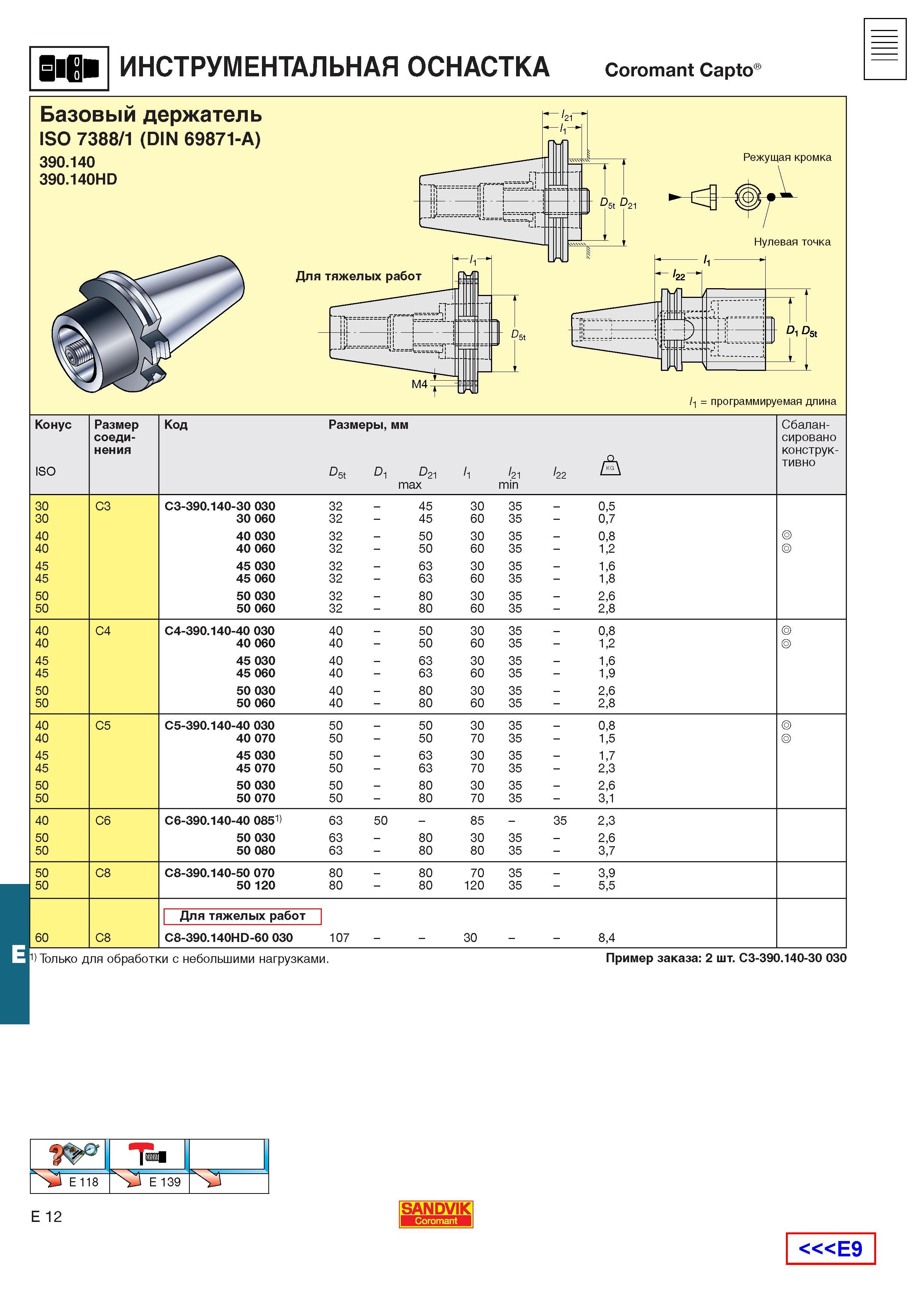 553  Каталог SANDVIK COROMANT 2001 Вращающиеся инструменты для фрезерования сверления растачивания Инструментальная оснастка для станков Стр. E12