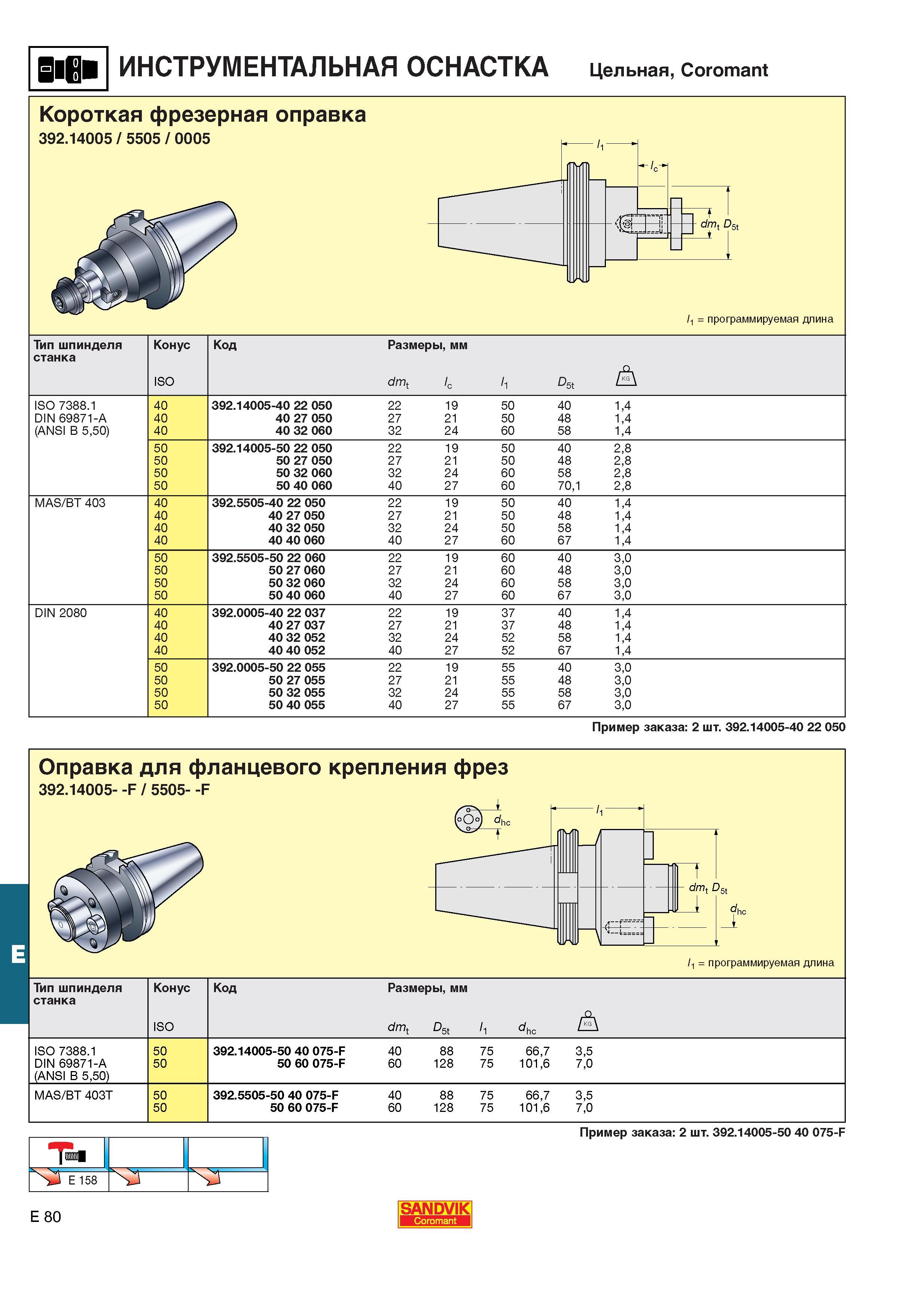 621  Каталог SANDVIK COROMANT 2001 Вращающиеся инструменты для фрезерования сверления растачивания Инструментальная оснастка для станков Стр. E80
