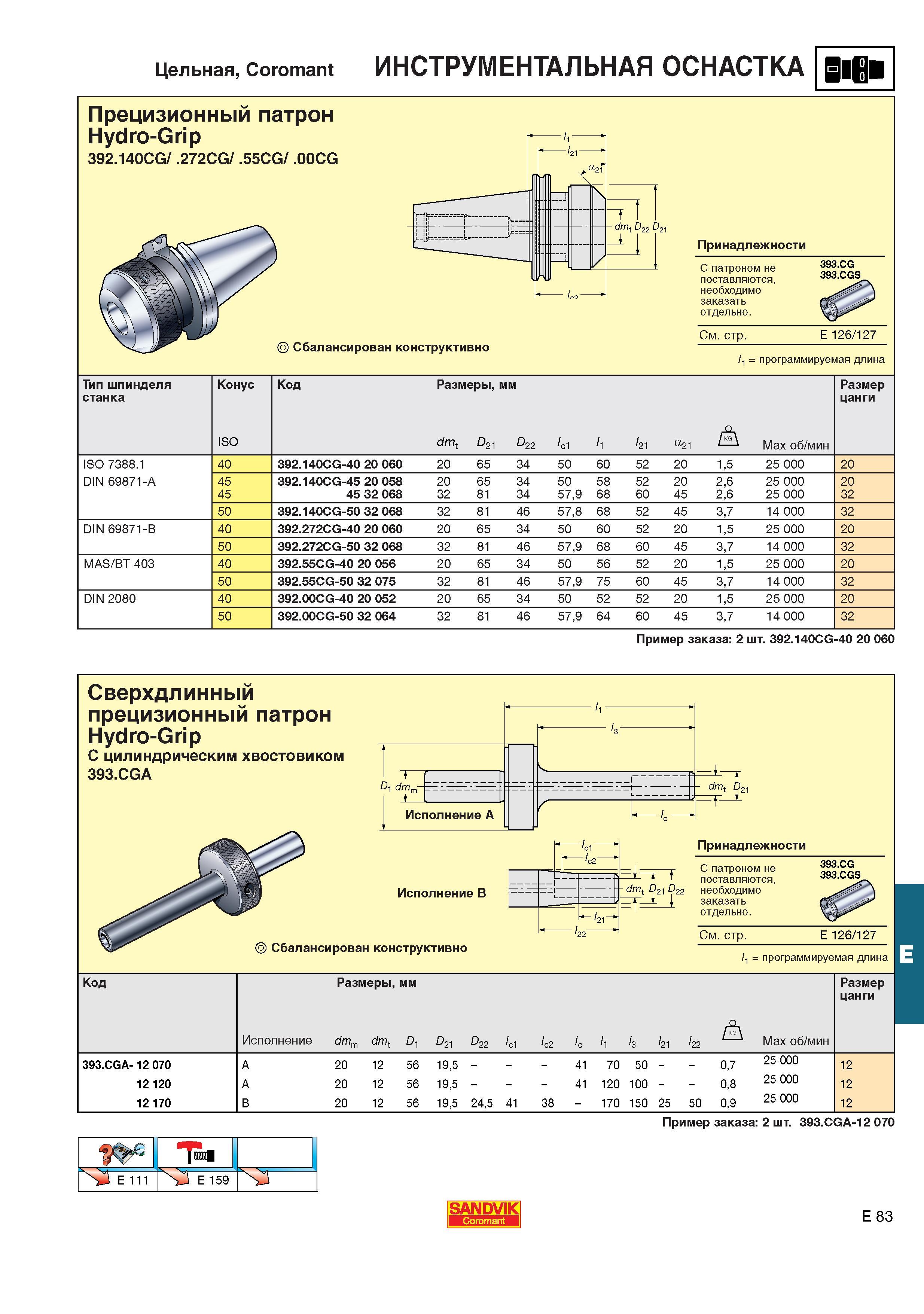 624  Каталог SANDVIK COROMANT 2001 Вращающиеся инструменты для фрезерования сверления растачивания Инструментальная оснастка для станков Стр. E83
