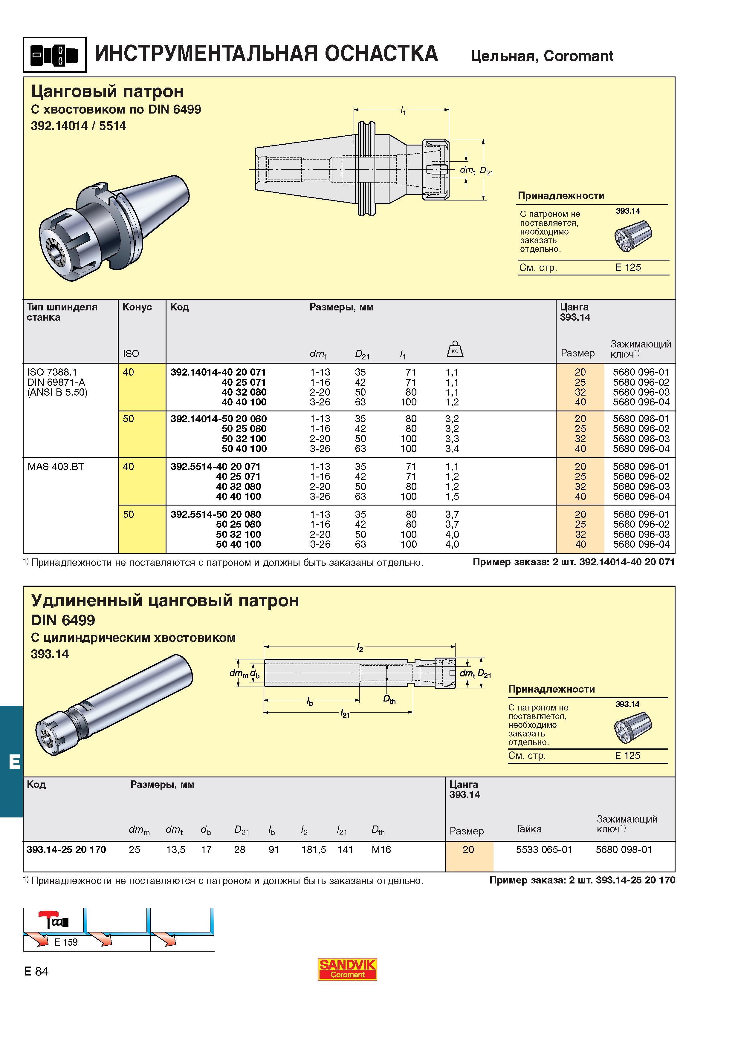 625  Каталог SANDVIK COROMANT 2001 Вращающиеся инструменты для фрезерования сверления растачивания Инструментальная оснастка для станков Стр. E84
