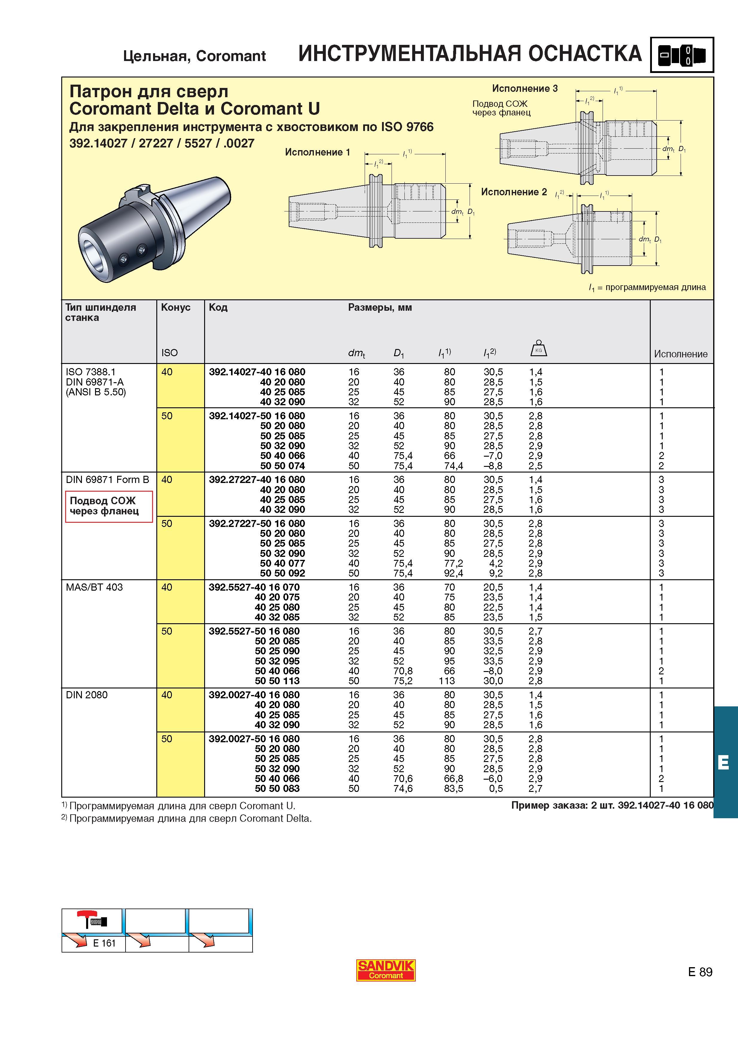 630  Каталог SANDVIK COROMANT 2001 Вращающиеся инструменты для фрезерования сверления растачивания Инструментальная оснастка для станков Стр. E89