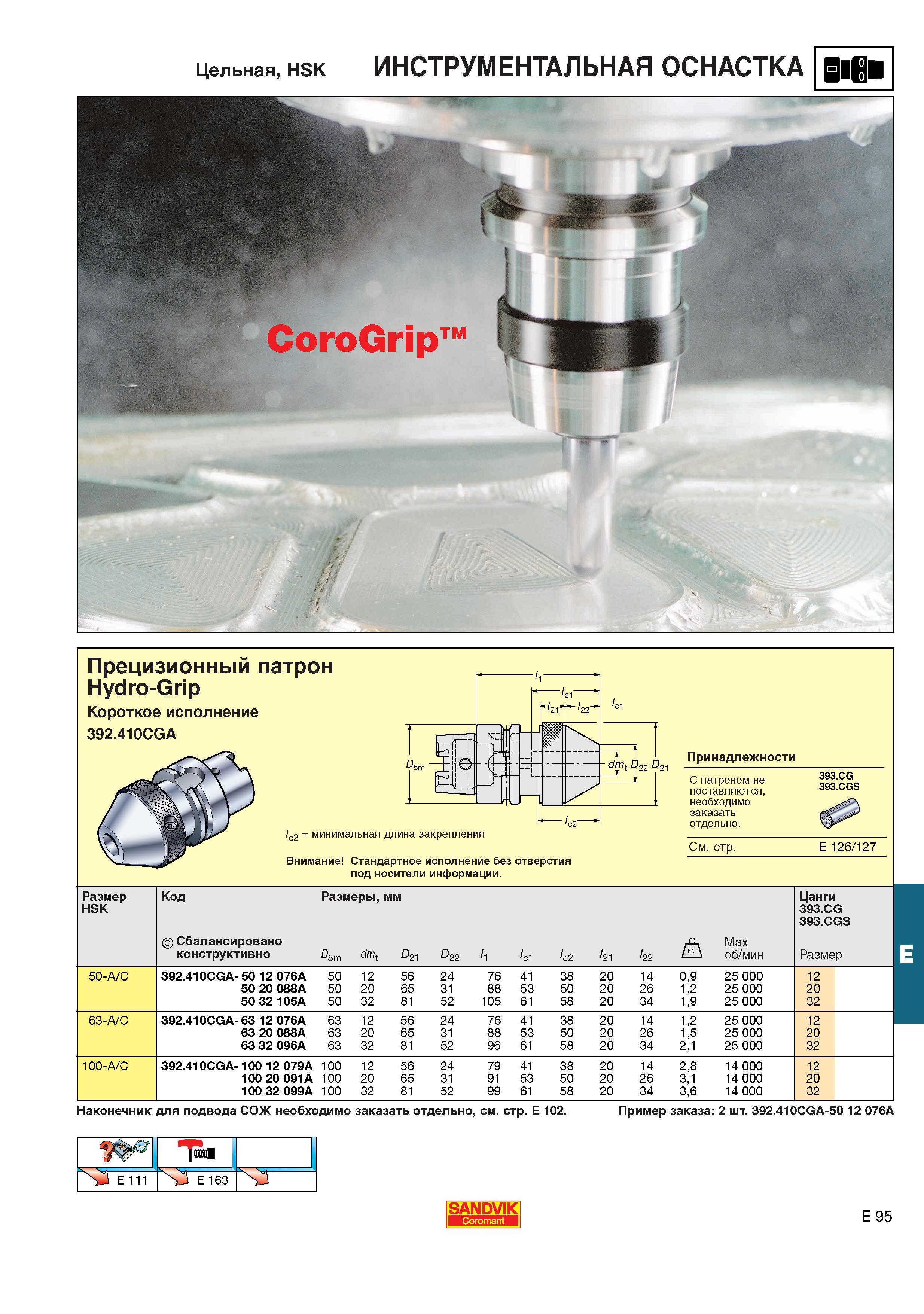 636  Каталог SANDVIK COROMANT 2001 Вращающиеся инструменты для фрезерования сверления растачивания Инструментальная оснастка для станков Стр. E95
