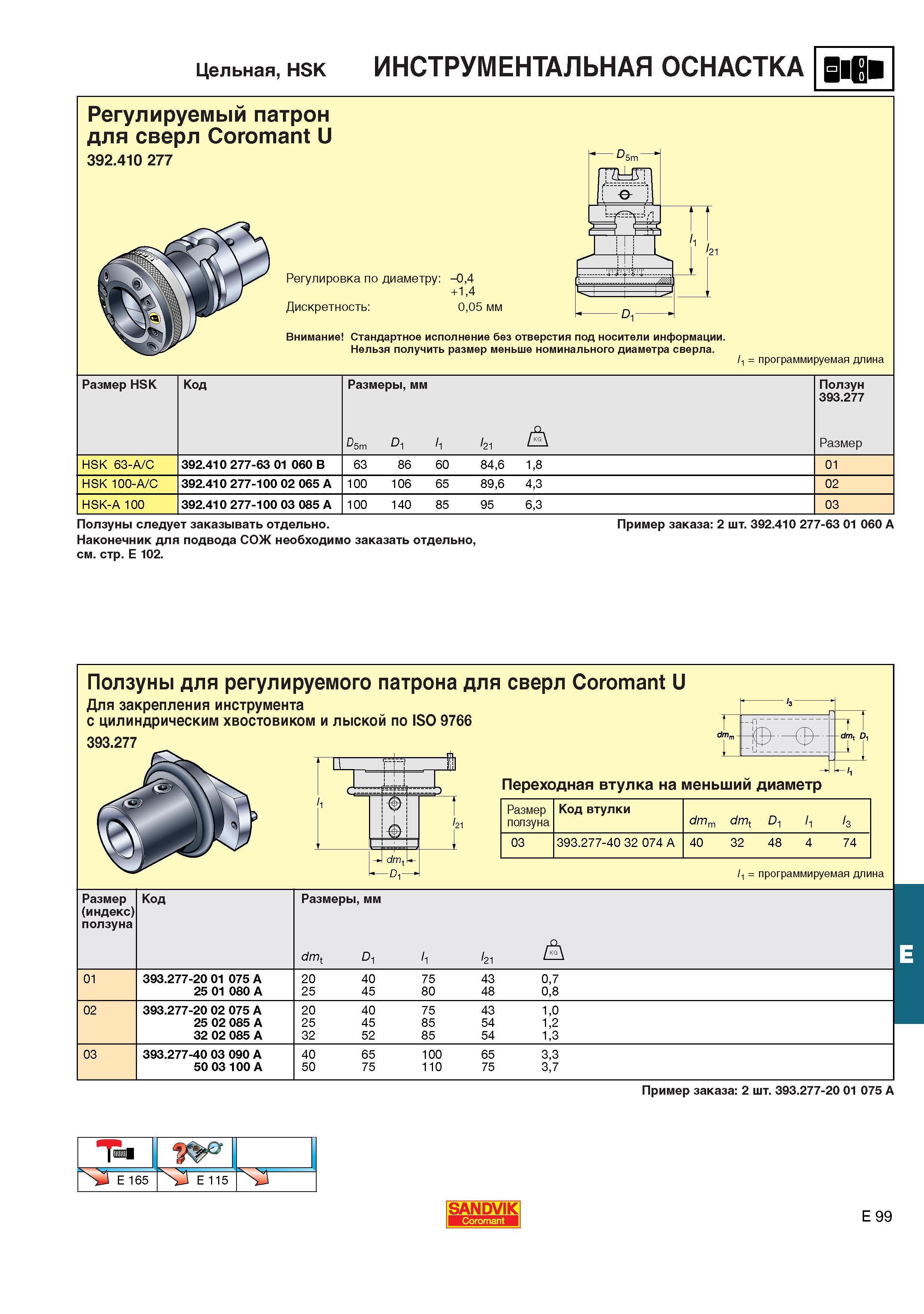 640  Каталог SANDVIK COROMANT 2001 Вращающиеся инструменты для фрезерования сверления растачивания Инструментальная оснастка для станков Стр. E99