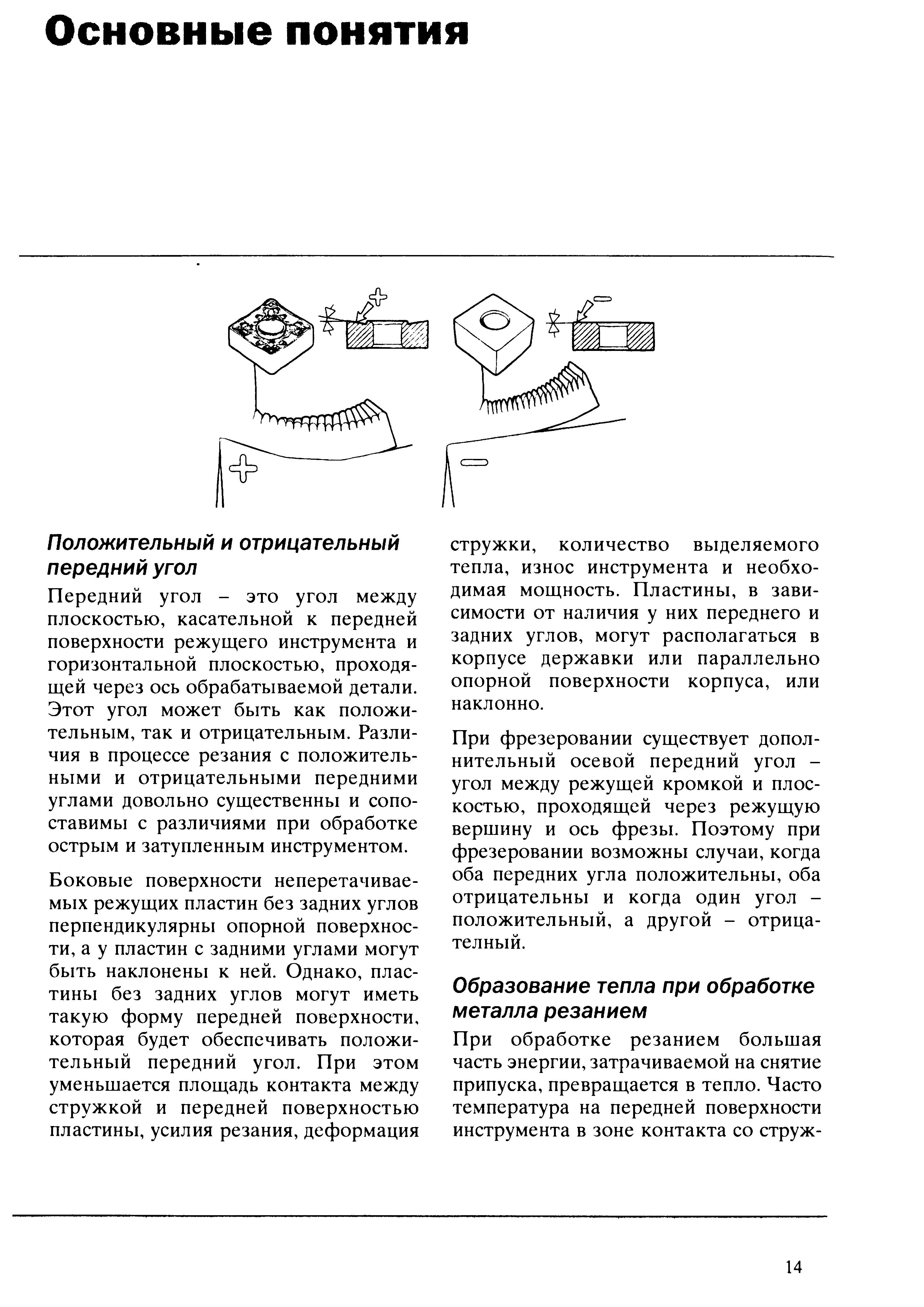 14 Передний режущий угол металлорежущего инструмента это угол между плоскостью касательной к передней поверхности режущего инструмента и горизонтальной плос Учебник SANDVIK COROMANT 2003 Высокопроизводительная обработка металлов резанием на металлообрабатывающем оборудовании Стр. 14