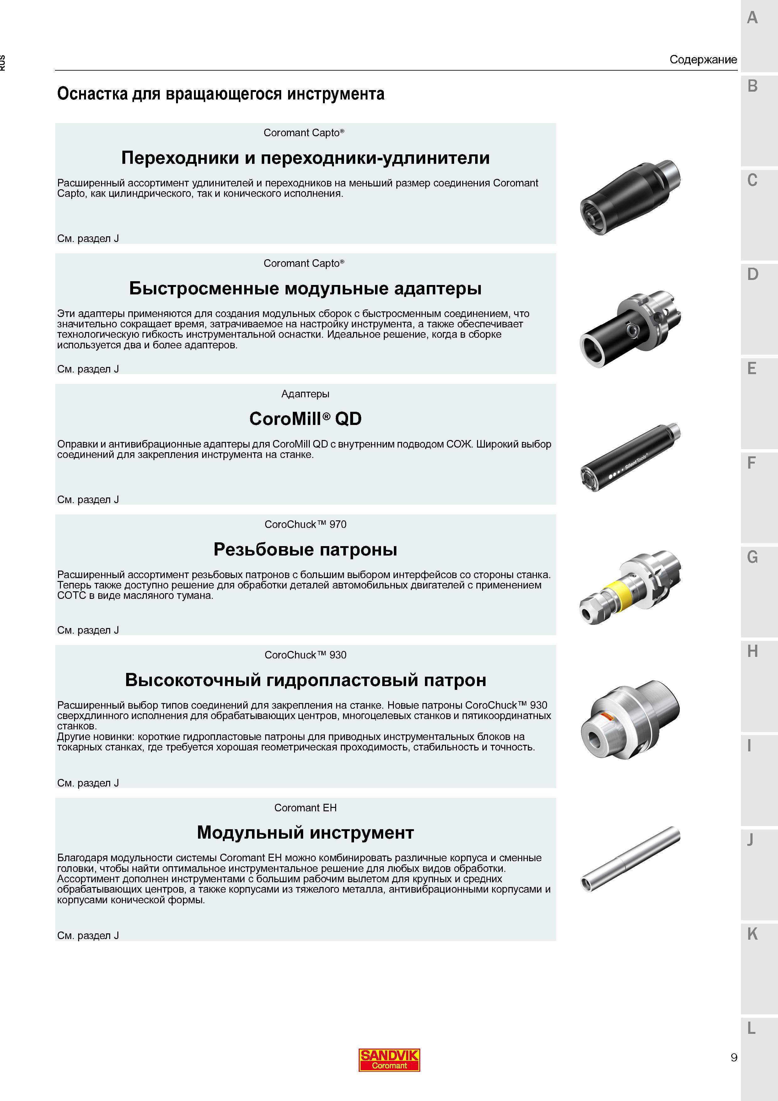 11 Новые позиции инструментальной шпиндельной оснастки Sandvik для вращающегося металлорежущего инструмента Расширенный ассортимент удлинителей и пер Каталог SANDVIK COROMANT 2016 Новые инструменты 16.1 для точения фрезерования сверления Инструментальная оснастка Стр. 9