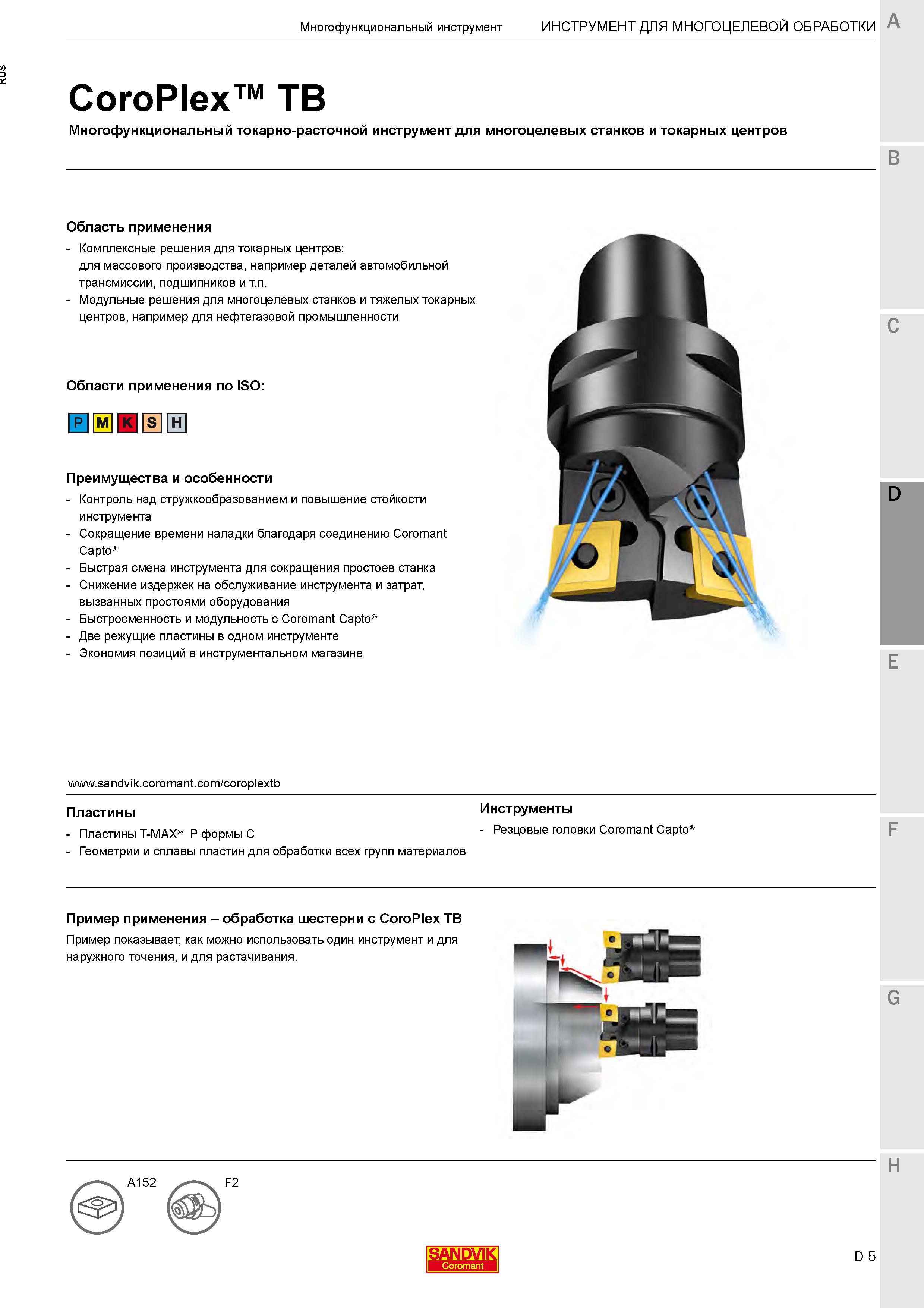 547 Многофункциональный токарно-расточной инструмент для многоцелевых станков с ЧПУ Иллюстрированный пример показывает как точить и растачивать Каталог SANDVIK COROMANT 2020 Инструмент для токарной обработки металла на станках Пластины режущие Токарные резцы и державки Инструментальная оснастка Стр. D5