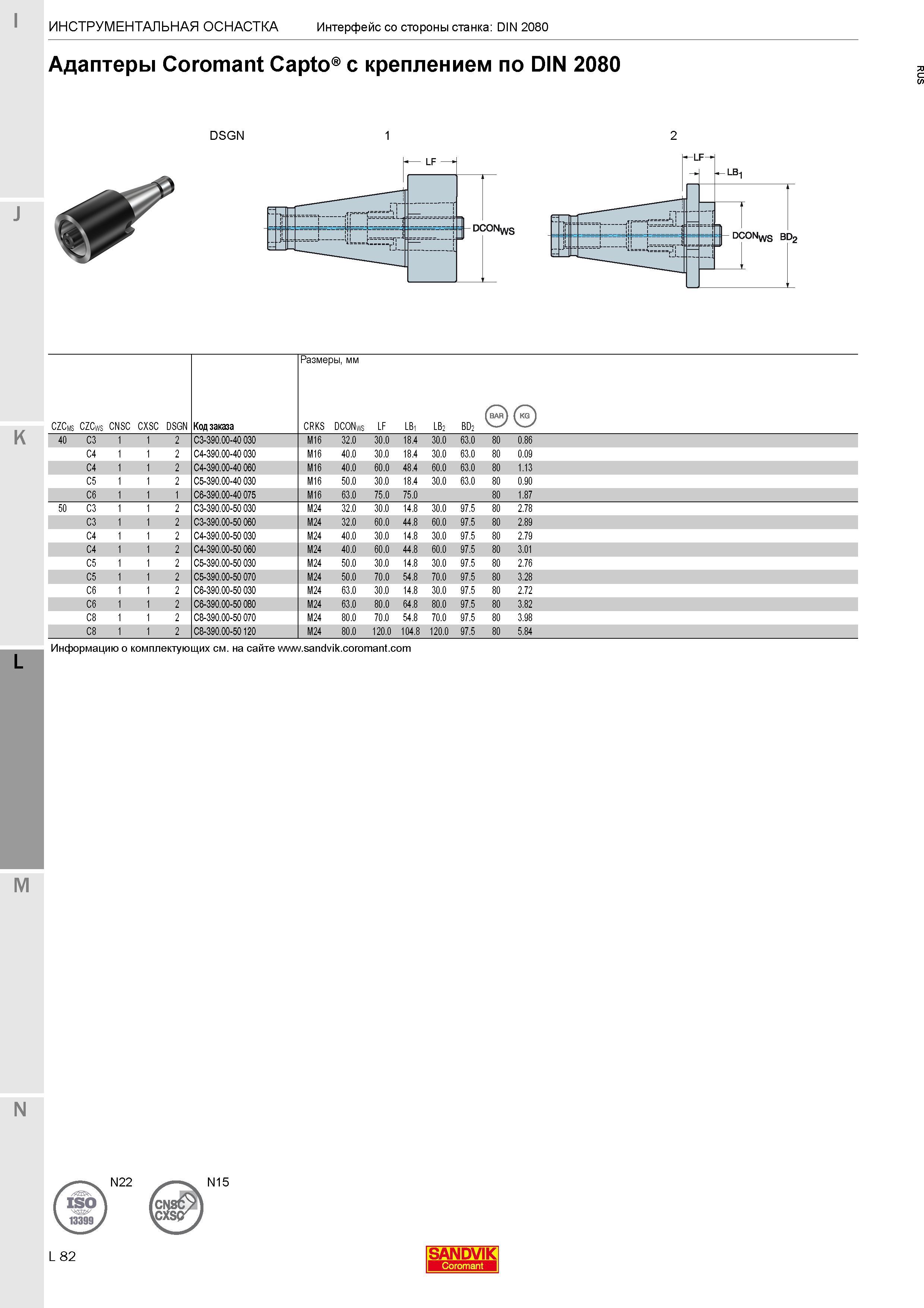 432 Адаптеры Sandvik Coromant Capto с креплением по DIN 2080 C3-390 00-40 030 M16 32 0 30 0 18 4 30 0 63 0 80 0 86 C4 1 1 2 C4-390 00-40 030 M16 40 0 Каталог SANDVIK COROMANT 2017 Фрезы Сверла Расточные инструменты со сменными режущими пластинами Оснастка и принадлежности для станков Стр. L82