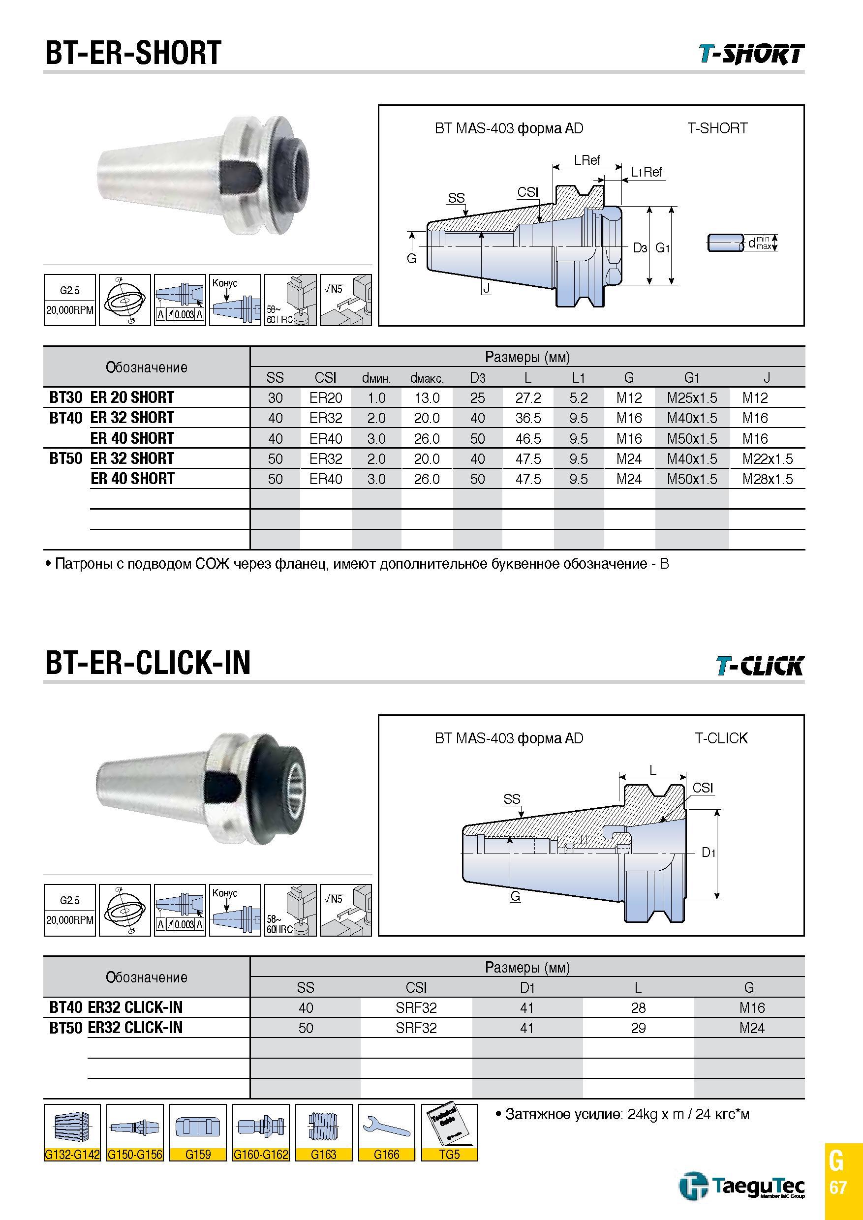 1136 BT-ER-SHORT T-SpGRT faк шт Конус i BT MAS-403 форма AD LRef CSI T-SHORT Li Ref -ddSSXt Обозначение Размеры (мм) SS CSI di K ймакс D3 L L1 G G1 J Каталог TAEGUTEC 2015 Металлорежущий инструмент и инструментальная оснастка для металлообрабатывающих станков Точение Фрезерование Сверление Стр. G67
