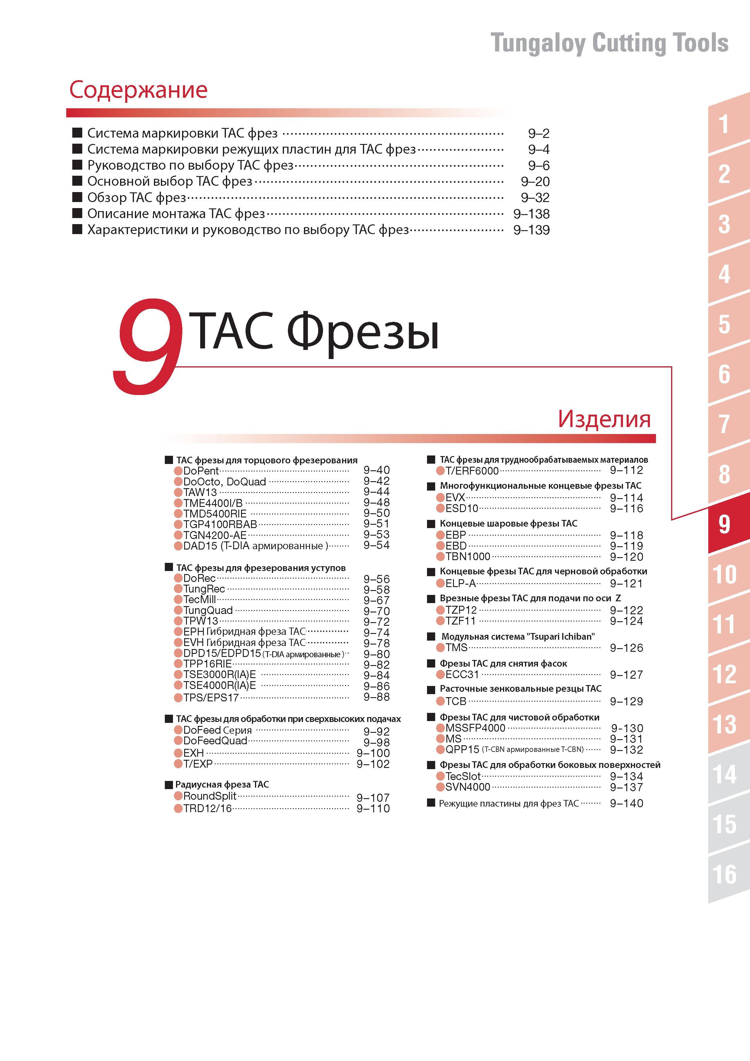 571 Содержание отдельного раздела каталога 2014 по фрезам Tungaloy Система маркировки фрезерного инструмента со сменными режущими пластинами Руководство по вы Каталог TUNGALOY 2014 Металлорежущий инструмент и инструментальная оснастка Стр. 