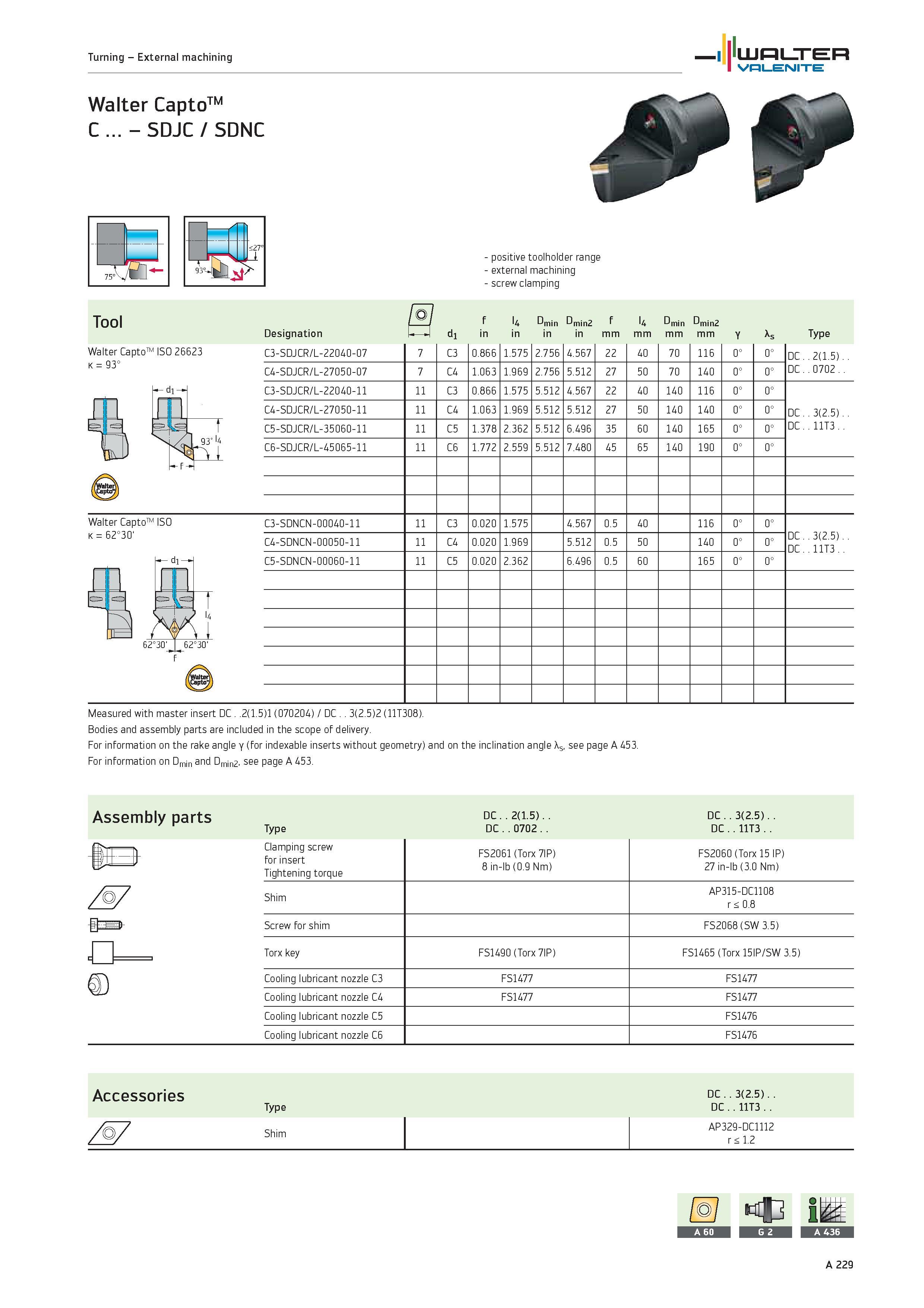 233 Turning External machining WALTER Valenite Walter CaptoTM C SDJC / SDNC 75-°\ Li positive toolholder range external machining screw clamping Tool Каталог WALTER 2012 Металлорежущий инструмент и инструментальная оснастка Valenite для станков и металлообрабатывающих комплексов Стр. A229