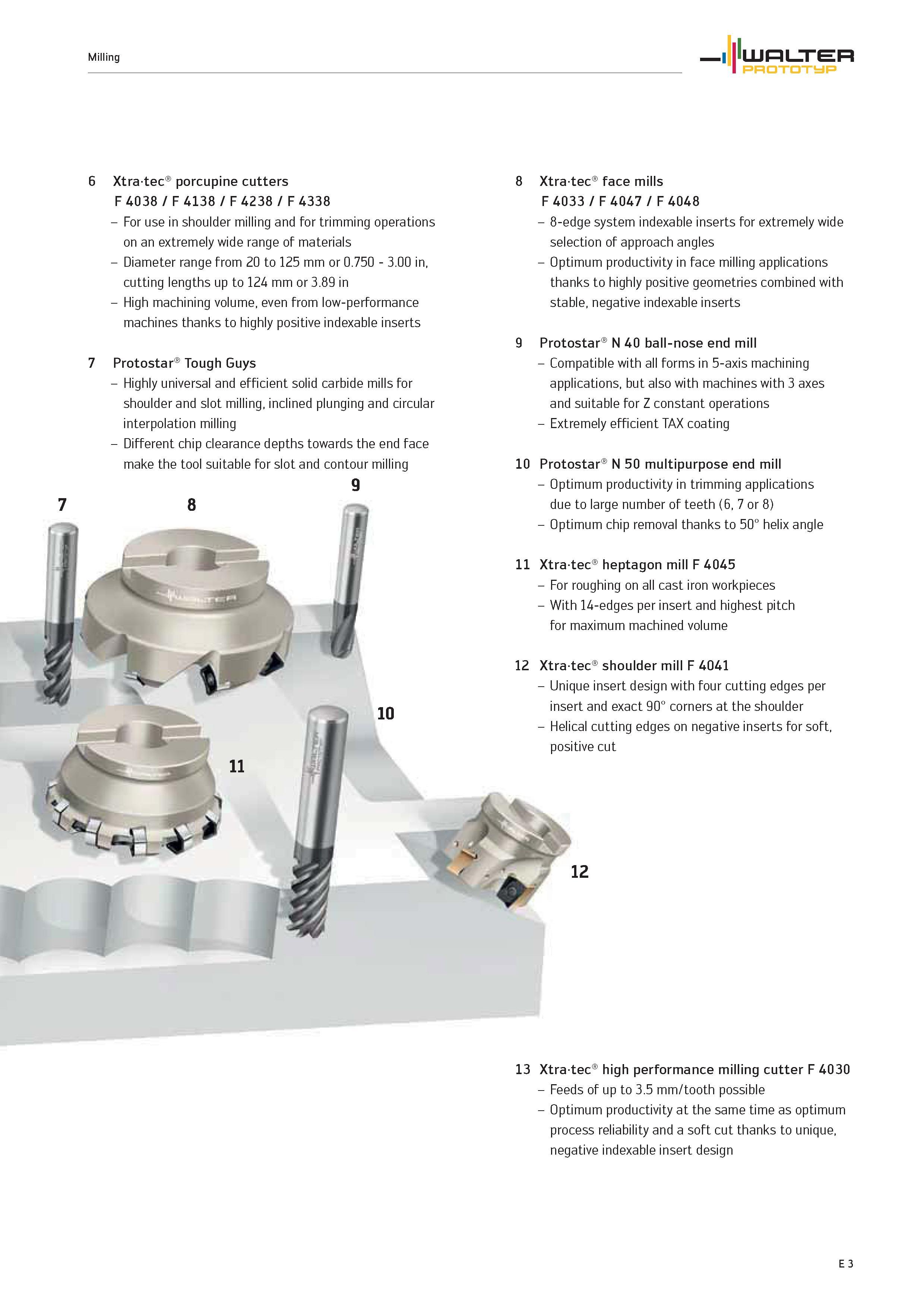 1605 For use in shoulder milling and for trimming operations on an extremely wide range of materials Diameter range from 20 to 125 mm or 0 750 3 00 in Каталог WALTER 2012 Металлорежущий инструмент и инструментальная оснастка Valenite для станков и металлообрабатывающих комплексов Стр. E3
