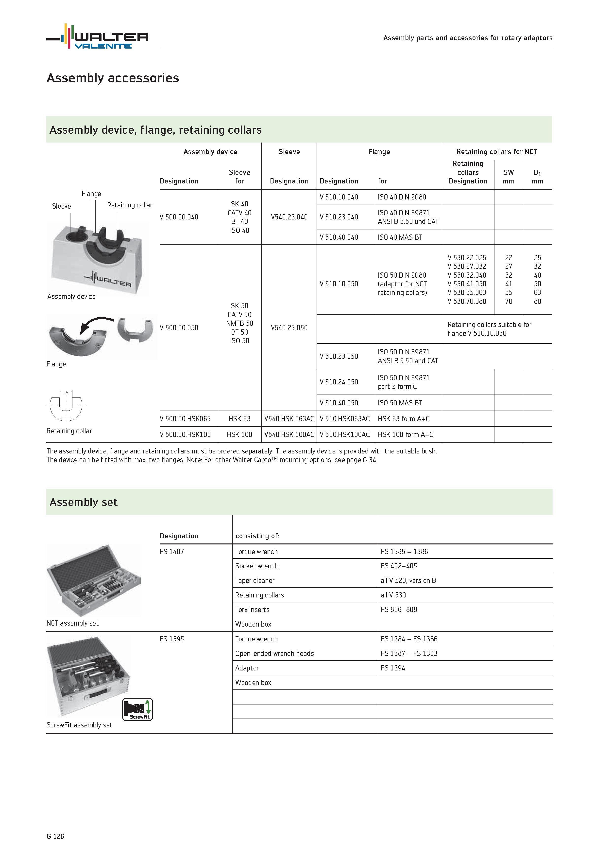 2508 WALTER Valenite Assembly accessories Assembly parts and accessories for rotary adaptors Assembly device, flange, retaining collars Flange Sleeve Каталог WALTER 2012 Металлорежущий инструмент и инструментальная оснастка Valenite для станков и металлообрабатывающих комплексов Стр. G126