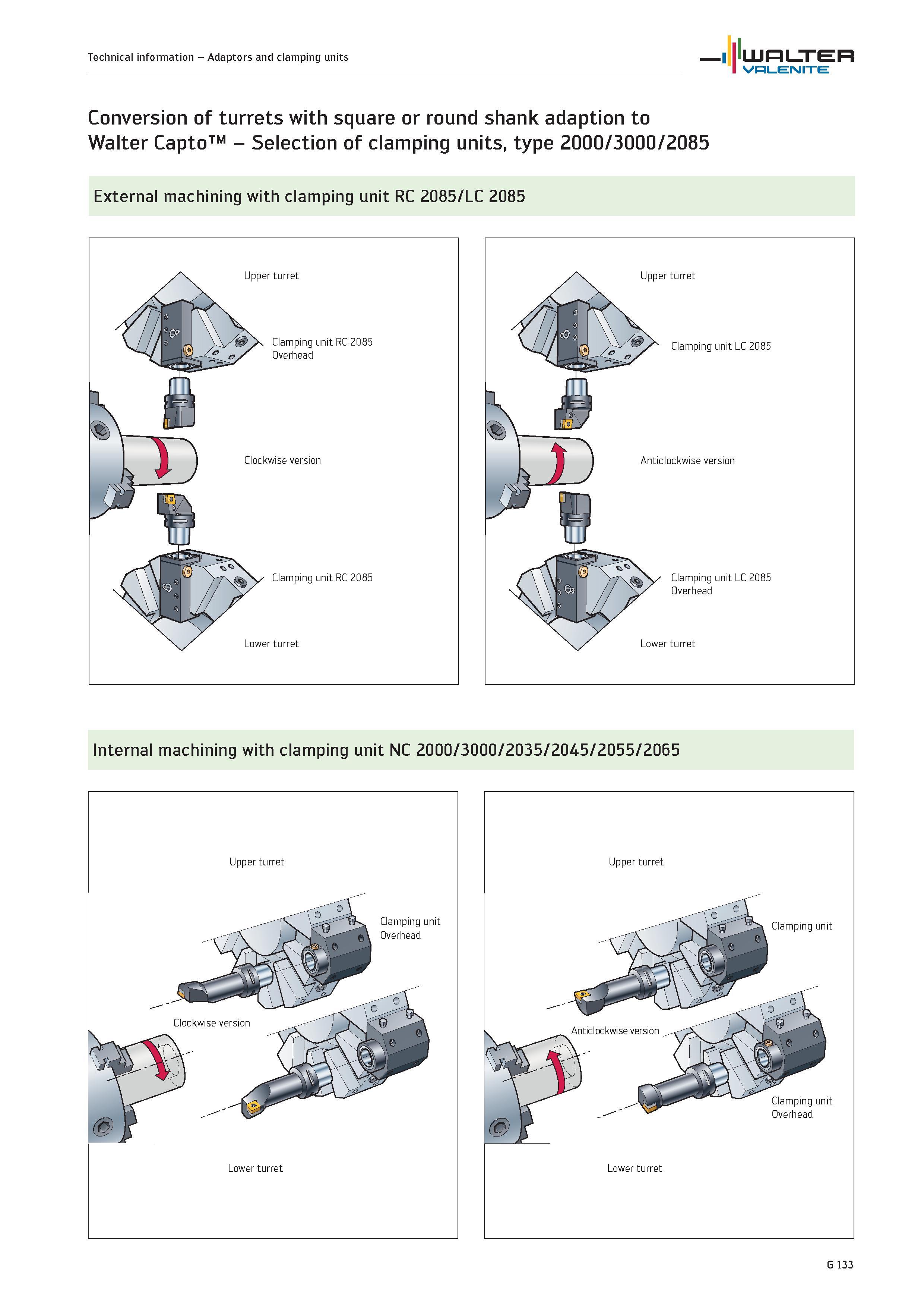 2515 Conversion of turrets with square or round shank adaption to Walter Capto Selection of clamping units, type 2000/3000/2085 External machining wit Каталог WALTER 2012 Металлорежущий инструмент и инструментальная оснастка Valenite для станков и металлообрабатывающих комплексов Стр. G133