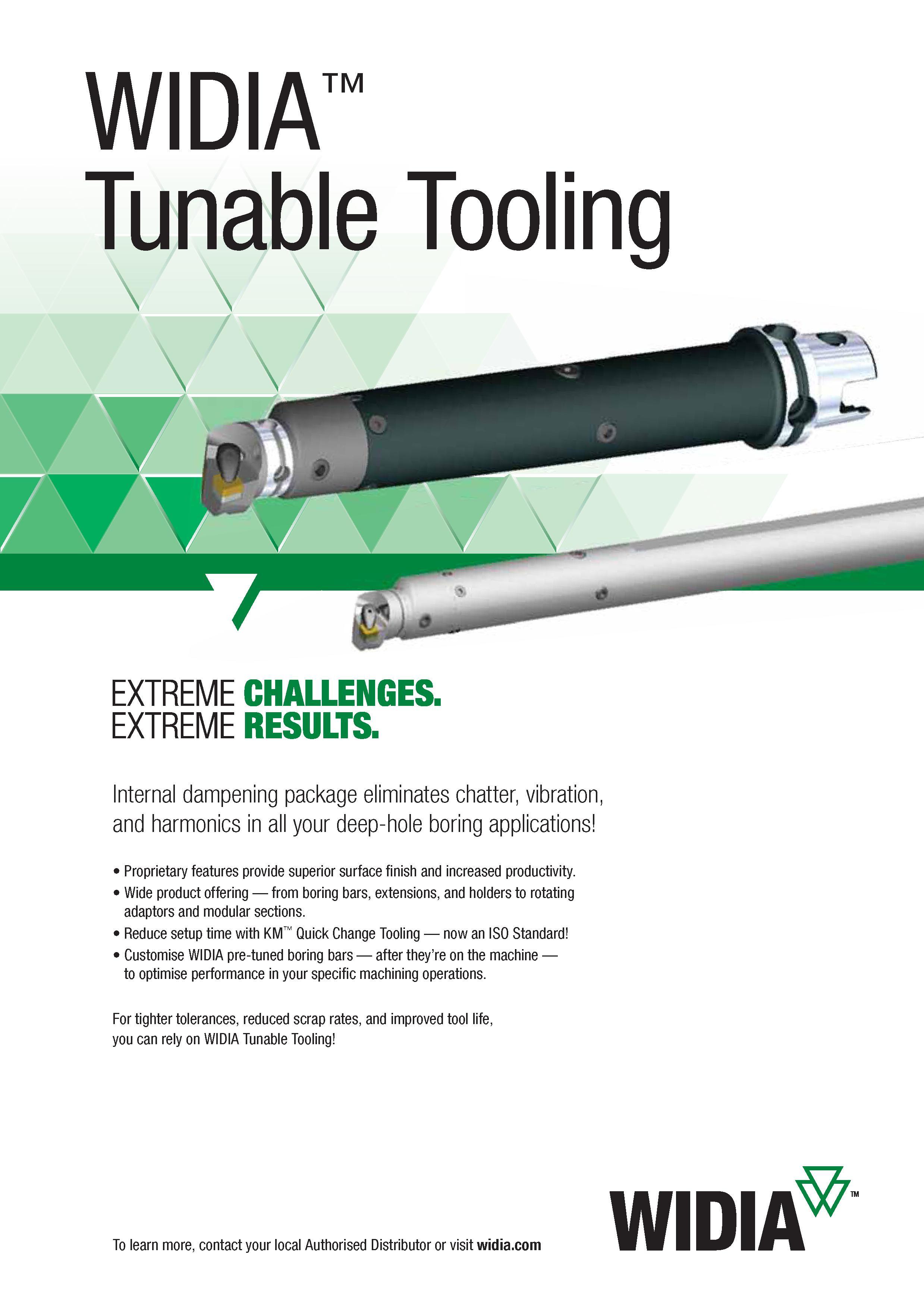 131 Internal dampening package eliminates chatter, vibration, and harmonics in all your deep-hole boring applications Proprietary features provide supe Каталог WIDIA 2017 Металлорежущий инструмент Стационарный и вращающийся для металлообрабатывающих станков и оборудования Стр. B111 ENG