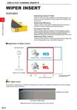 248 CBN & PCD TURNING INSERTS CBN & PCD TURNING INSERTS WIPER INSERT FEATURES Improving Surface Finish Under the same machining conditions as convent Каталог MITSUBISHI 2020 Режущий инструмент для станков по металлу Фрезы концевые монолитные из твердого сплава и сборные со сменными режущими пластинами Резцы Сверла Стр. B018