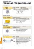 1628 Formulae for face milling Cutting speed Feed per Tooth Cutting Time vf (mm/min) Table Feed per Min L (mm) Total Table Feed Length (Workpiece Length Каталог MITSUBISHI 2015 Токарный и вращающийся инструмент Инструментальные решения для оборудования Стр. Q016 ENG