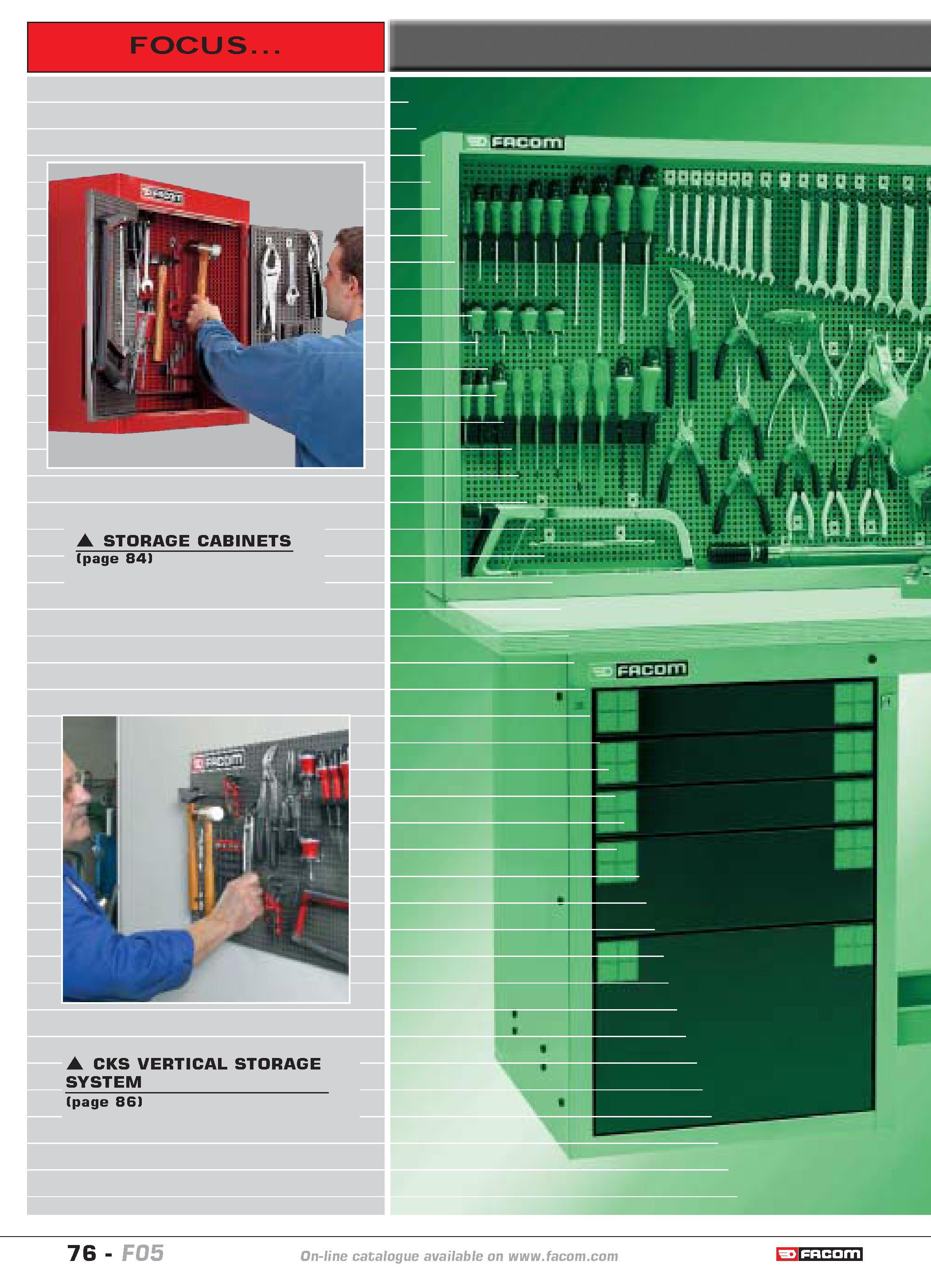 80 76 catalogue FACOM F05 Каталог FACOM 2005 Профессиональный ручной инструмент и специальное оборудование для предприятий и мастерских Стр. 76 ENG