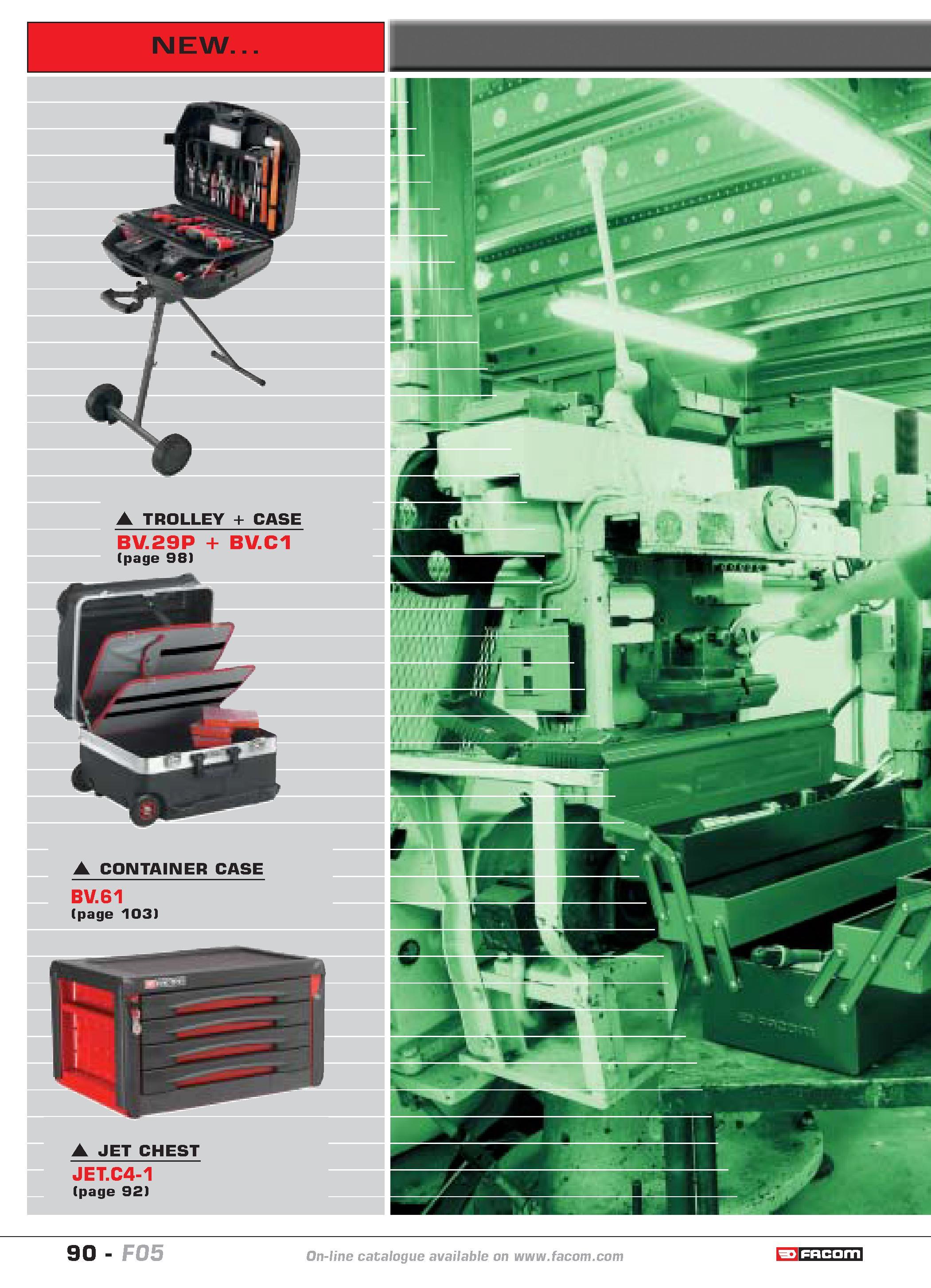 94 90 catalogue FACOM F05 Каталог FACOM 2005 Профессиональный ручной инструмент и специальное оборудование для предприятий и мастерских Стр. 90 ENG