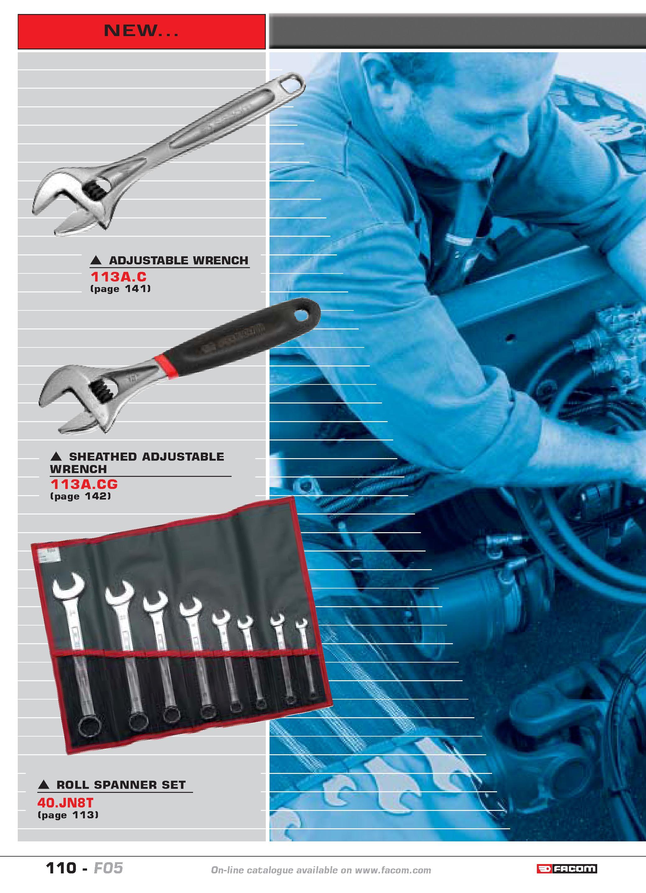 114 110 F05 catalogue catalogue FACOM F05 Каталог FACOM 2005 Профессиональный ручной инструмент и специальное оборудование для предприятий и мастерских Стр. 110 ENG