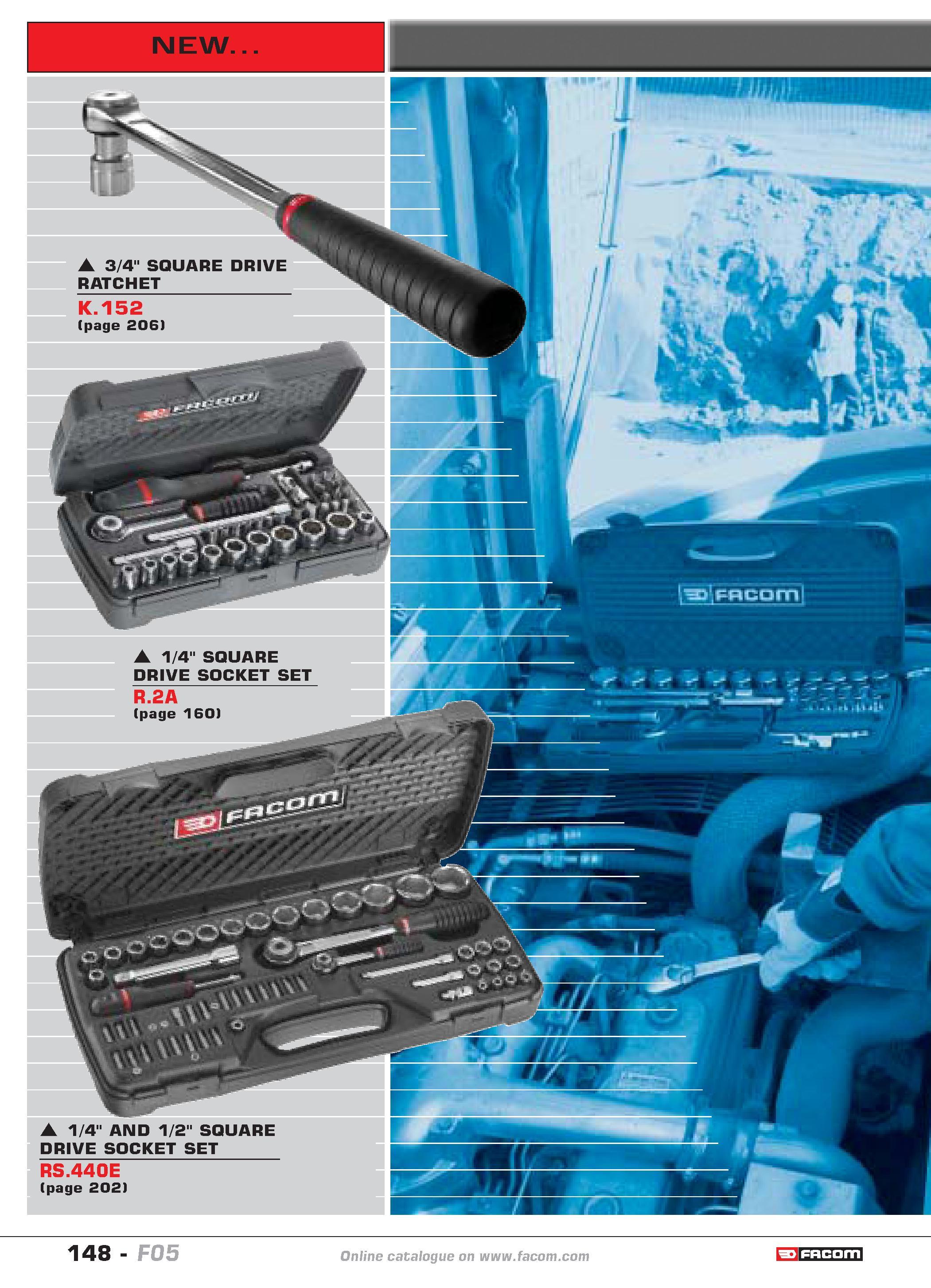 152 148 catalogue FACOM F05 Каталог FACOM 2005 Профессиональный ручной инструмент и специальное оборудование для предприятий и мастерских Стр. 148 ENG