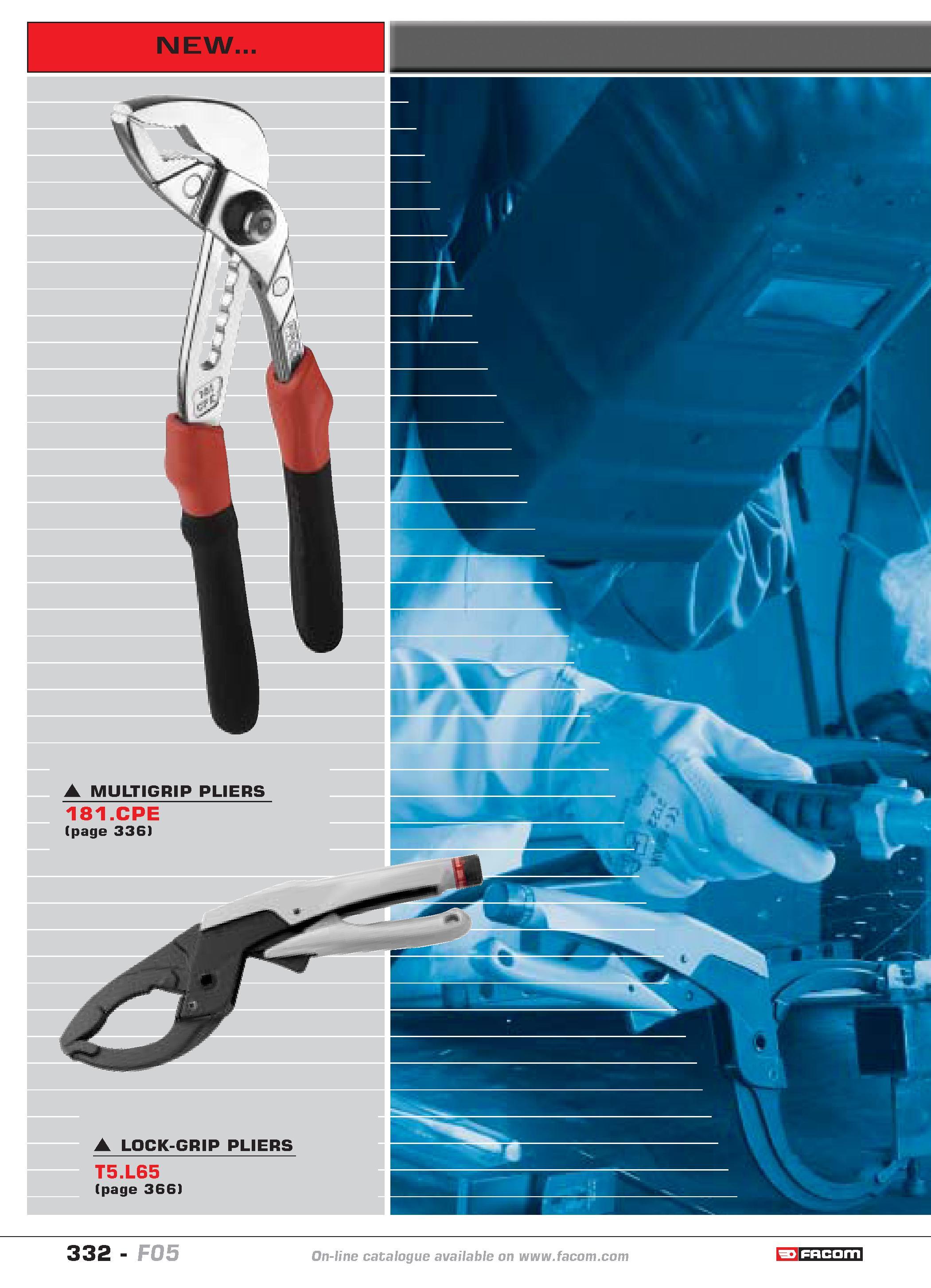 329 332 catalogue FACOM F05 Каталог FACOM 2005 Профессиональный ручной инструмент и специальное оборудование для предприятий и мастерских Стр. 332 ENG