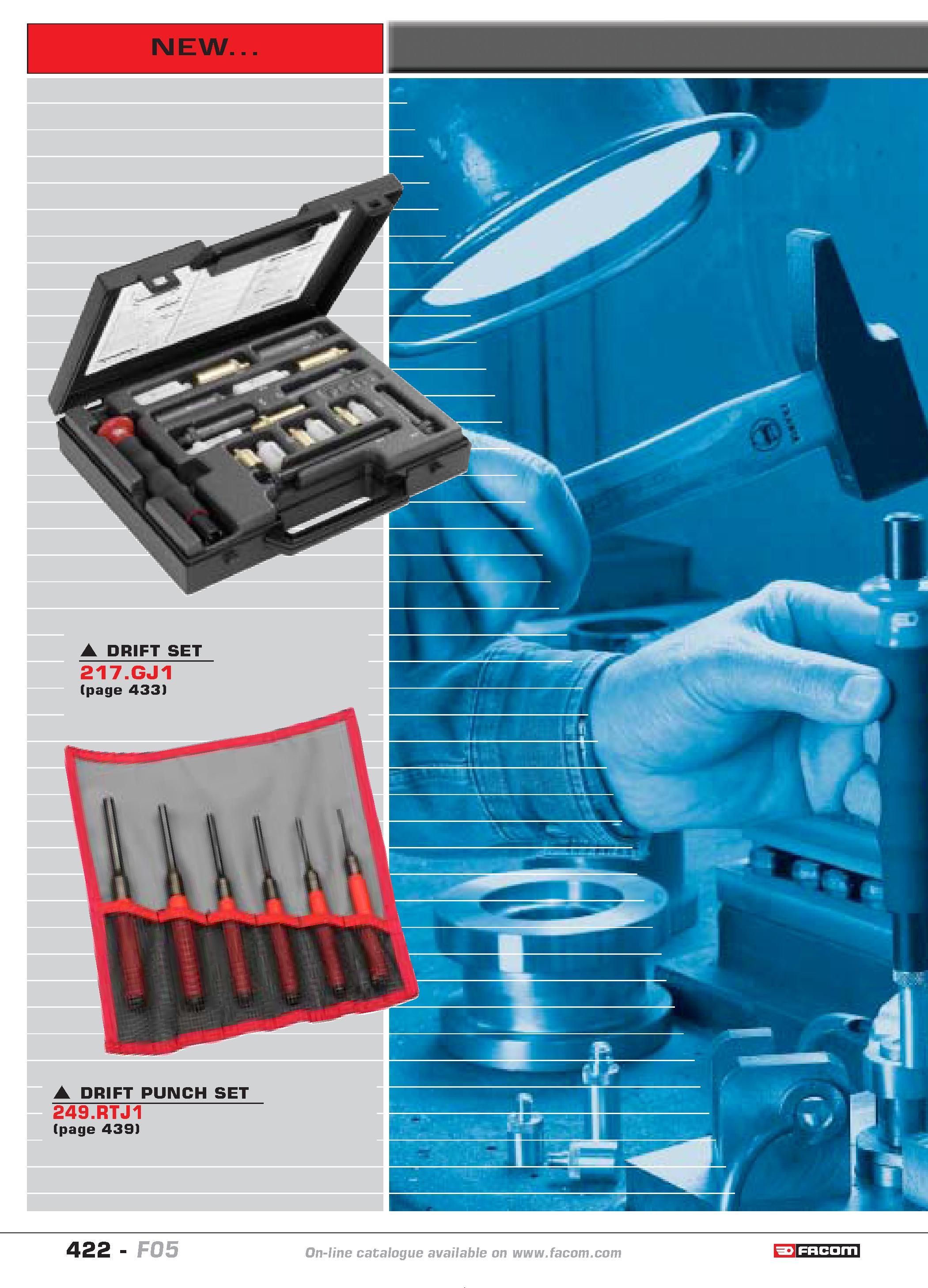 419 422 catalogue FACOM F05 Каталог FACOM 2005 Профессиональный ручной инструмент и специальное оборудование для предприятий и мастерских Стр. 422 ENG