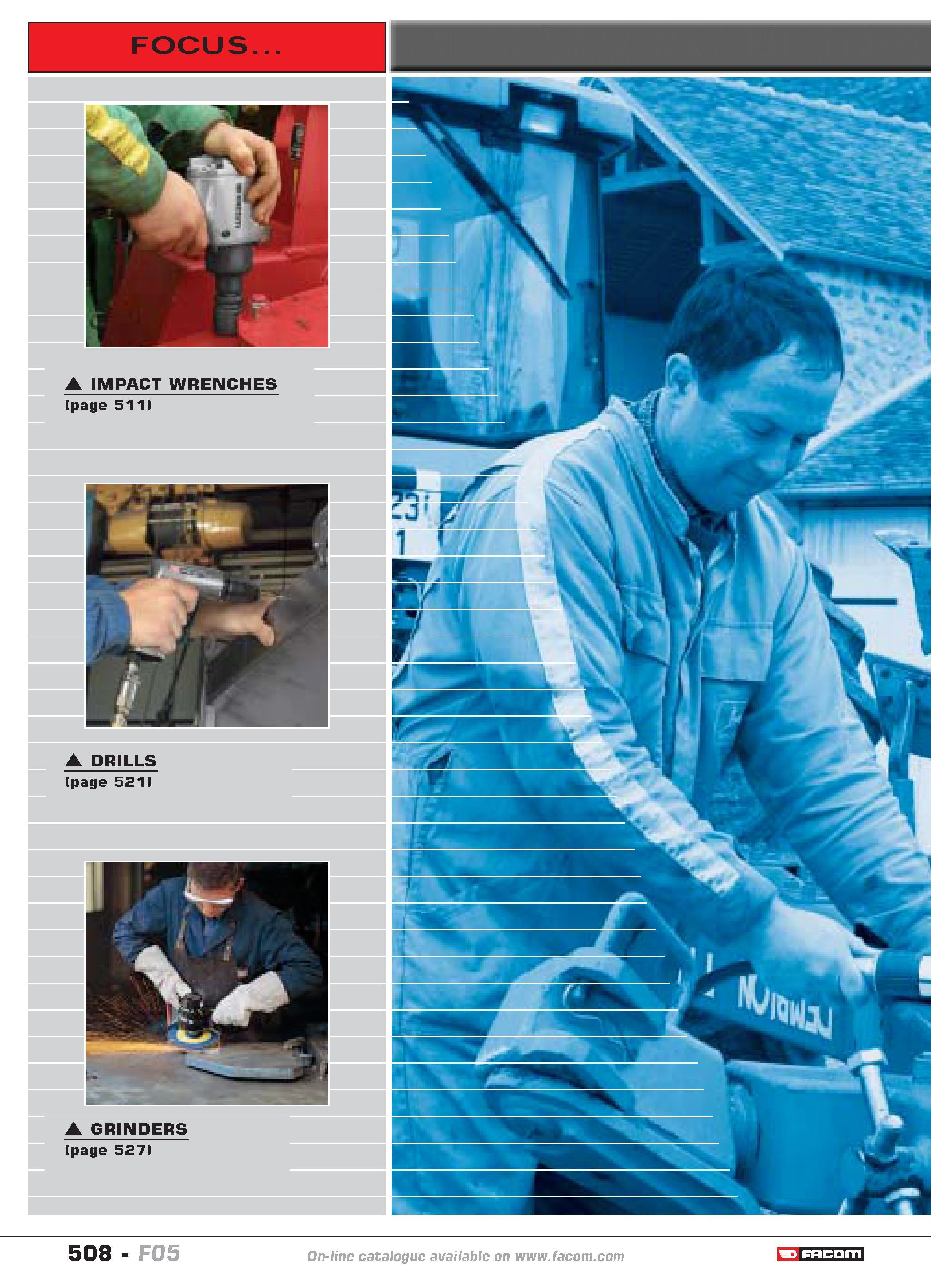 505 508 catalogue FACOM F05 Каталог FACOM 2005 Профессиональный ручной инструмент и специальное оборудование для предприятий и мастерских Стр. 508 ENG