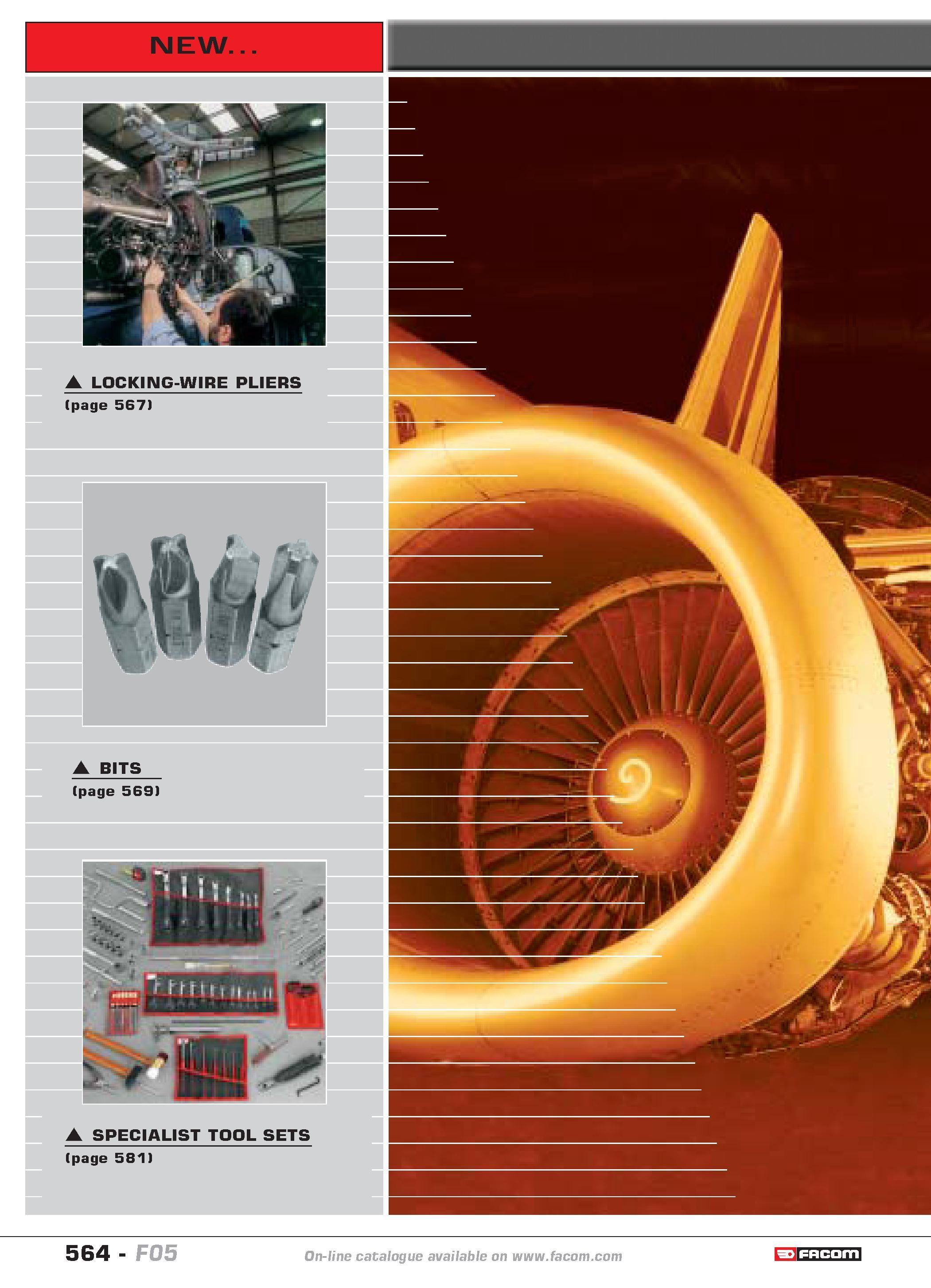 561 564 catalogue FACOM F05 Каталог FACOM 2005 Профессиональный ручной инструмент и специальное оборудование для предприятий и мастерских Стр. 564 ENG