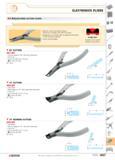 654 ELECTRONICS PLIERS Angled-nose cutting pliers Ideal for use on printed circuits electronic modules and hybrid circuits Designed for cutting right Каталог FACOM 2005 Профессиональный ручной инструмент для предприятий и мастерских Стр. 657 ENG