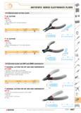 664 ANTISTATIC SERIES ELECTRONICS PLIERS Angled-nose cutting pliers 30 CUTTERS 427 E W ISO 9654 ESD model Cutting edges at 30 with back clearance D 6 Каталог FACOM 2005 Профессиональный ручной инструмент для предприятий и мастерских Стр. 667 ENG