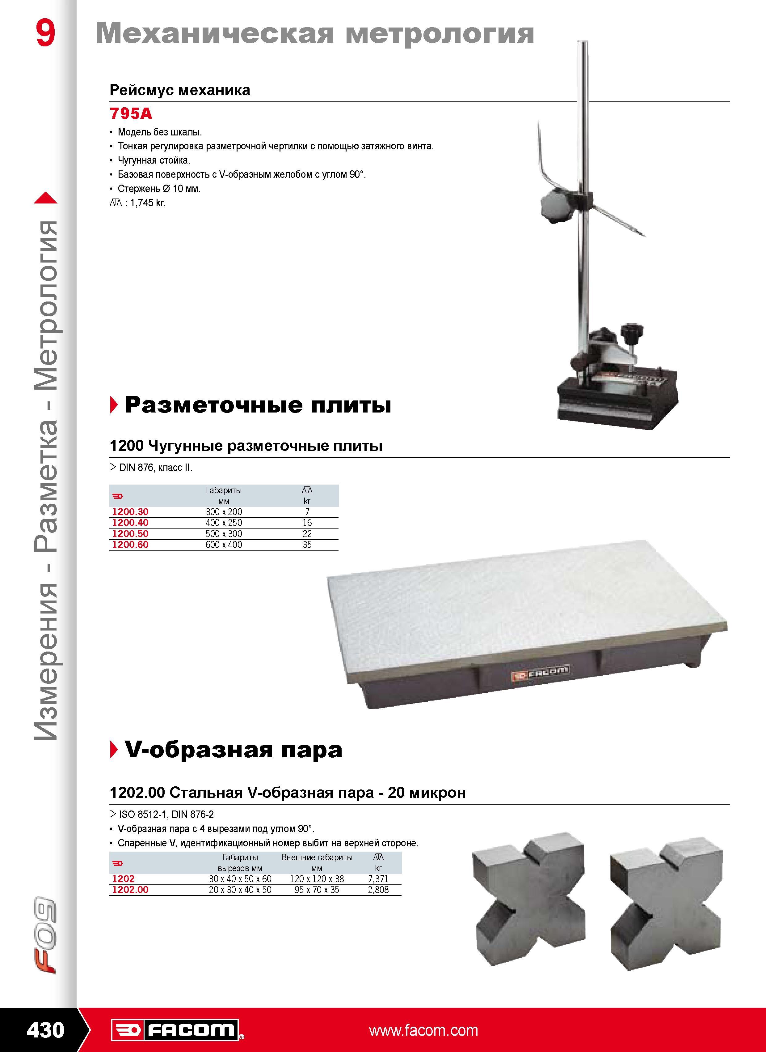 431 Рейсмус механика 795A Модель без шкалы Тонкая регулировка разметрочной чертилки с помощью затяжного винта Чугунная стойка Базовая поверхность с V-образным желобом с Каталог FACOM 2009 Профессиональный ручной инструмент и специальное оборудование для мастерских сервиса и производственных цехов Стр. 430