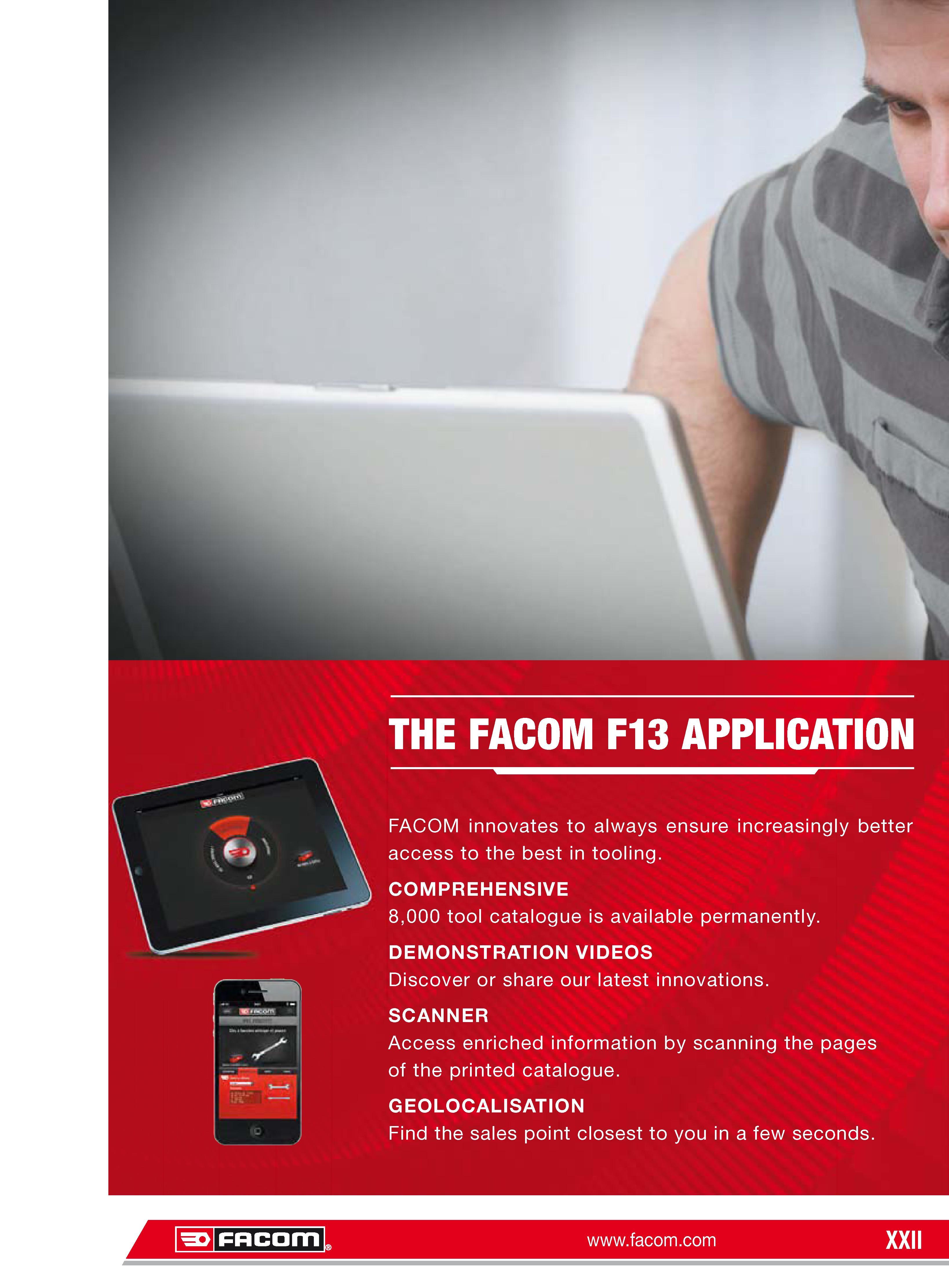 22  Каталог FACOM 2013 Профессиональный ручной инструмент и оборудование для мастерских сервиса и производственных предприятий Стр. XXII