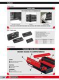 174 Toolboxes Plastic cases PLASTIC CASES FOR STORING TOOLS OR CONSUMABLES Fitted with non-slip studs Stackable Scratch-resistant These cases can fit into ot Каталог FACOM 2013 Профессиональный ручной инструмент и оборудование для мастерских и цехов Стр. 148 ENG