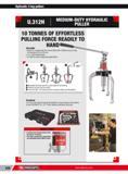 664 Hydraulic 3-leg pullers 10 TONNES OF EFFORTLESS PULLING FORCE READILY TO HAND Versatile Based on a single body that can be fitted with 4 different sizes Каталог FACOM 2013 Профессиональный ручной инструмент и оборудование для мастерских и цехов Стр. 638 ENG