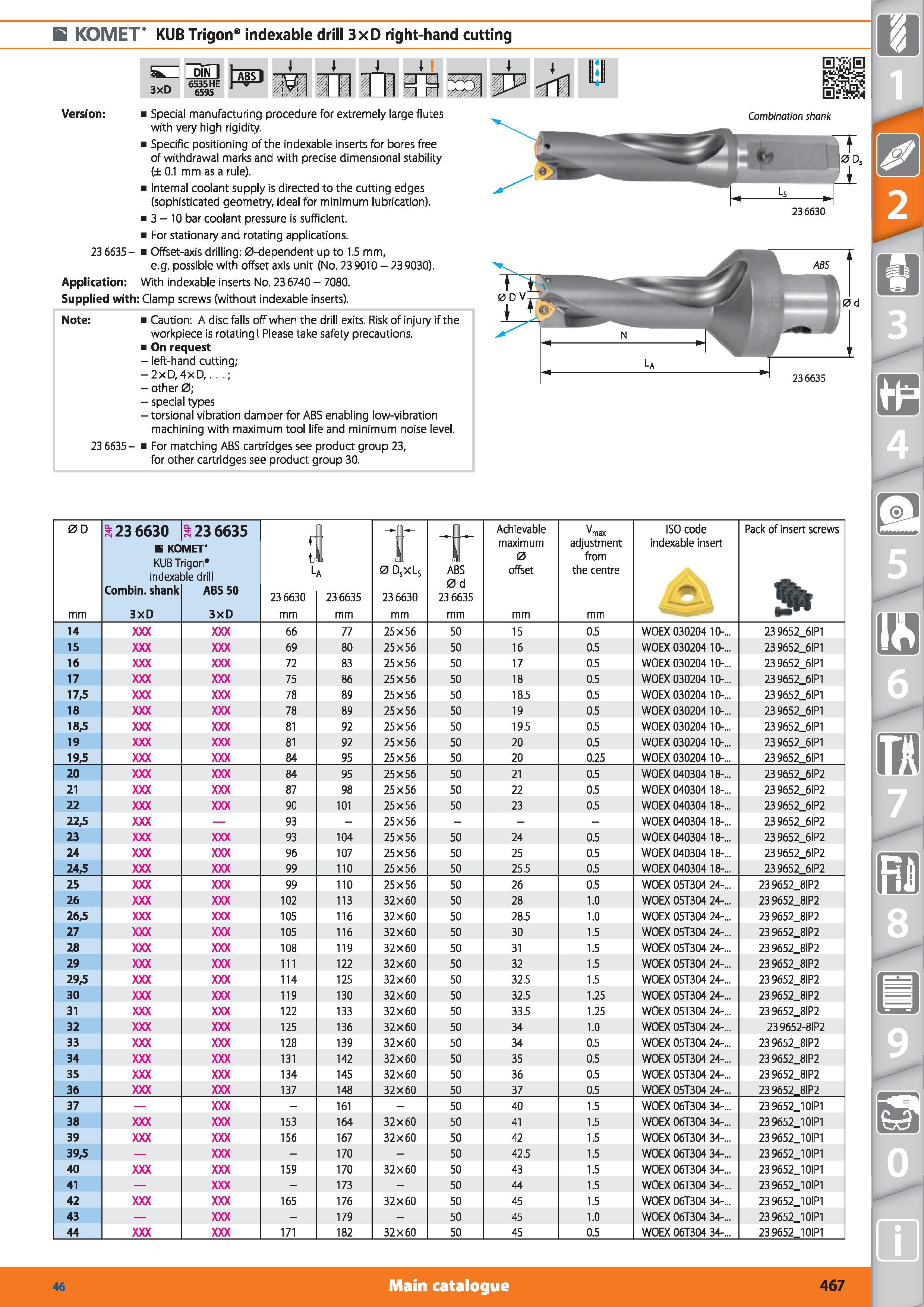 467 Trigon indexable drill KOMET KUB 3xD right-hand cutting tap 3xD 6535 HE 6595 Version Special manufacturing procedure for extremely large flutes w Каталог HOFFMANN GROUP 2015 Инструмент режущий слесарный измерительный абразивный Оборудование Комплексные поставки для промышленных предприятий Стр. 467 ENG