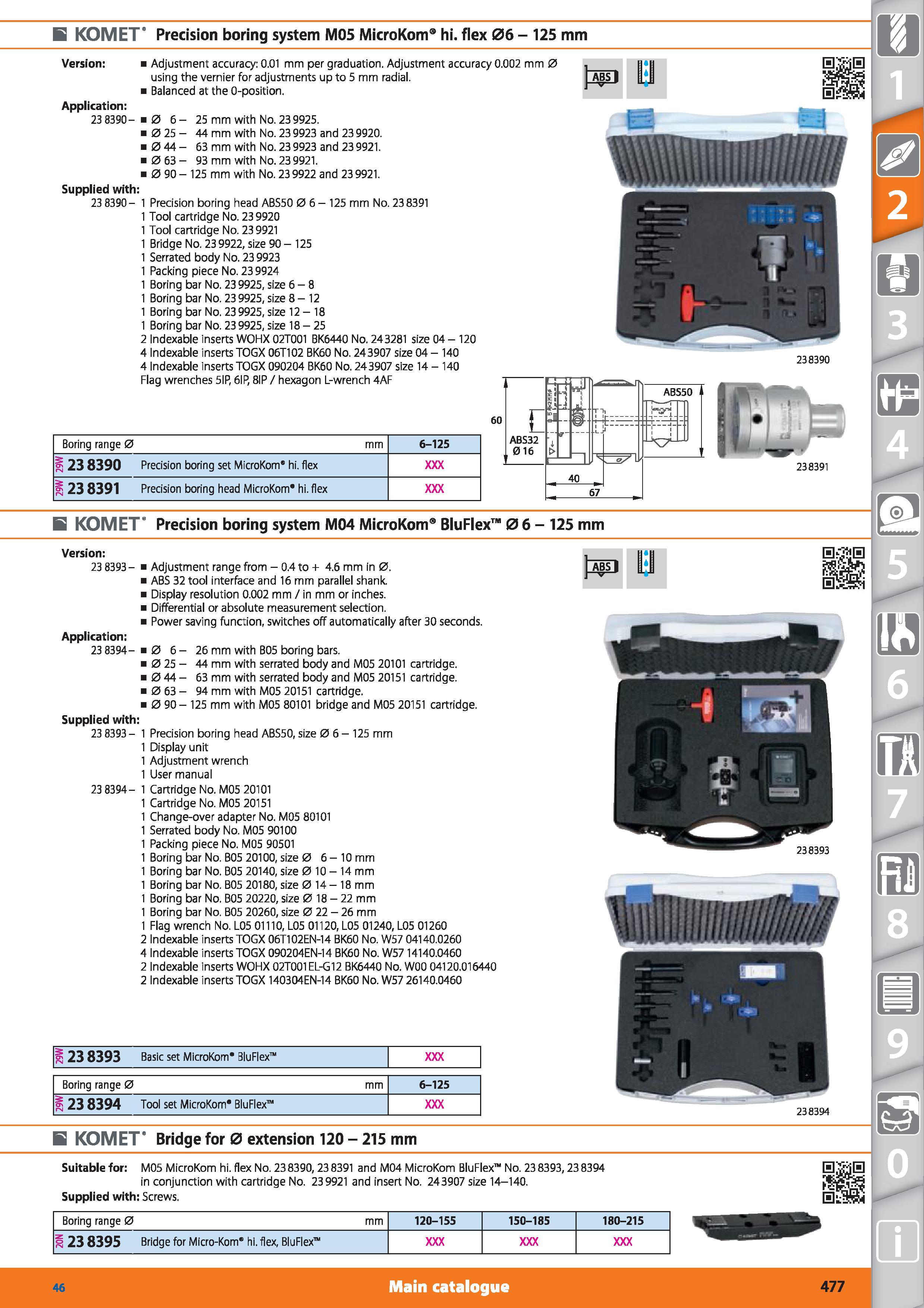 477 Precision boring system KOMET M05 MicroKom hi flex 06 - 125 mm 238390 Version Adjustment accuracy 0 01 mm per graduation Adjustment accuracy 0 00 Каталог HOFFMANN GROUP 2015 Инструмент режущий слесарный измерительный абразивный Оборудование Комплексные поставки для промышленных предприятий Стр. 477 ENG