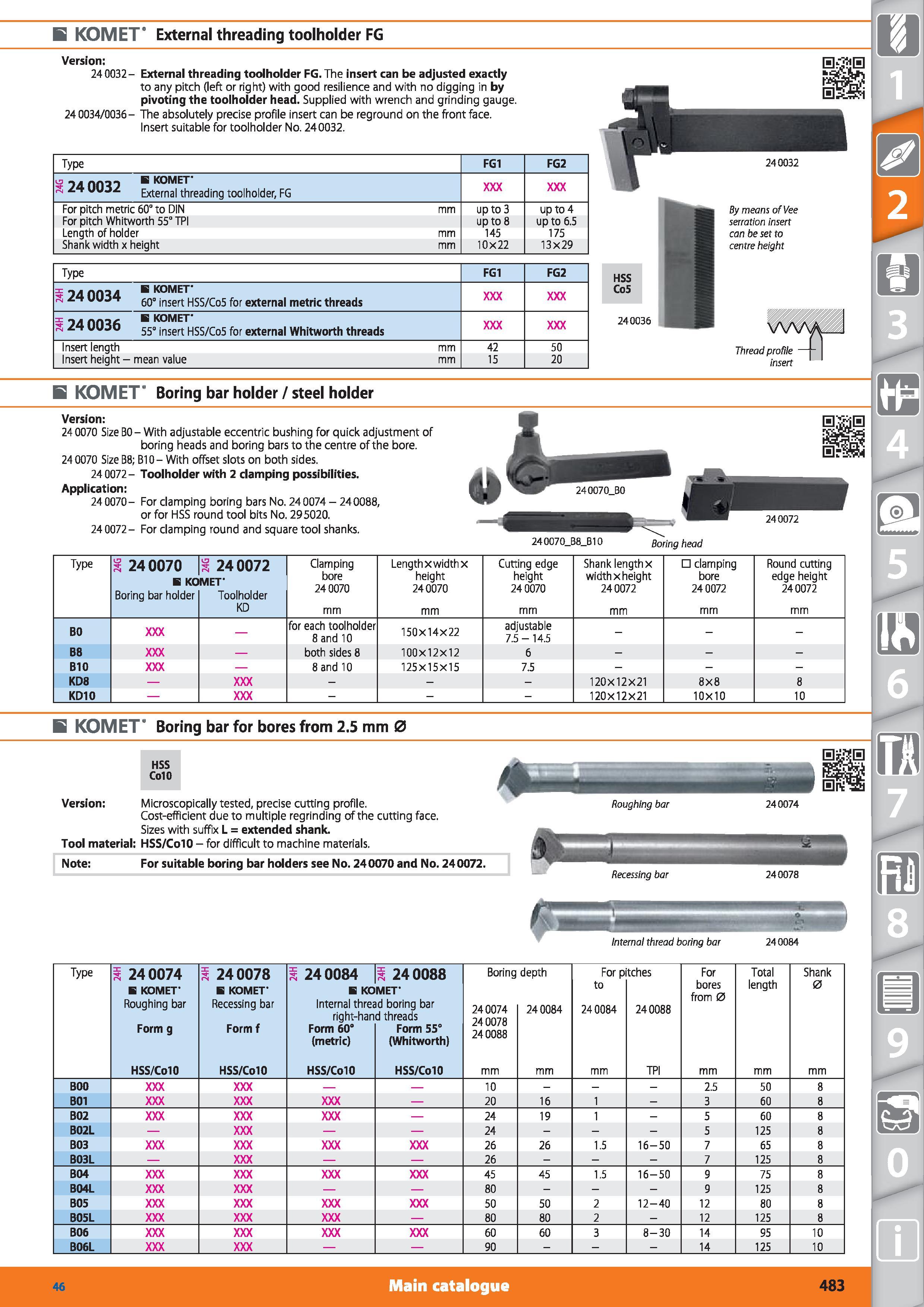 483 KOMET External threading toolholder FG Version 24 0032 - External threading toolholder FG The insert can be adjusted exactly to any pitch (left o Каталог HOFFMANN GROUP 2015 Инструмент режущий слесарный измерительный абразивный Оборудование Комплексные поставки для промышленных предприятий Стр. 483 ENG