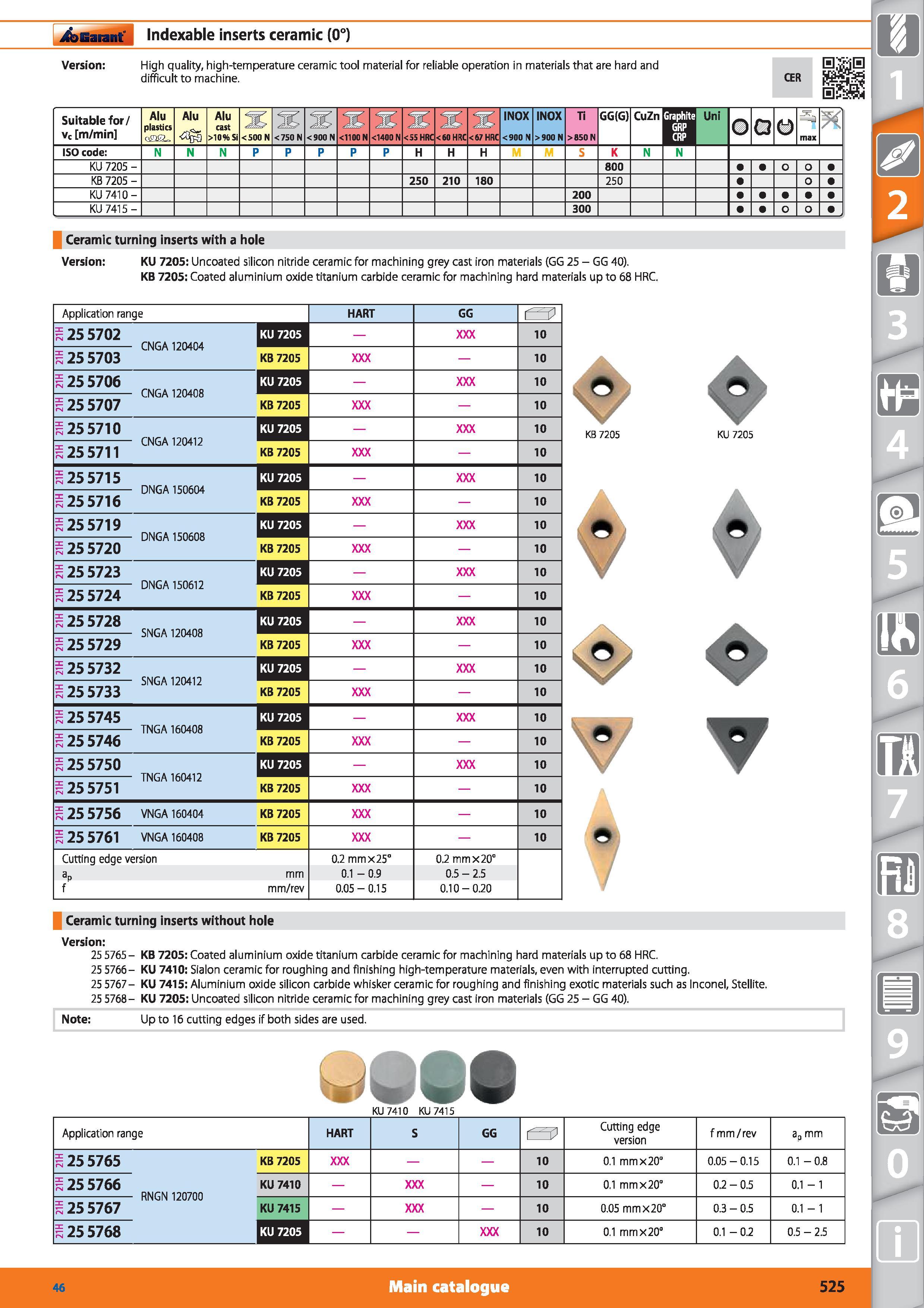 525 Indexable inserts Garant ceramic (0°) Version High quality, high-temperature ceramic tool material for reliable operation in materials that are h Каталог HOFFMANN GROUP 2015 Инструмент режущий слесарный измерительный абразивный Оборудование Комплексные поставки для промышленных предприятий Стр. 525 ENG