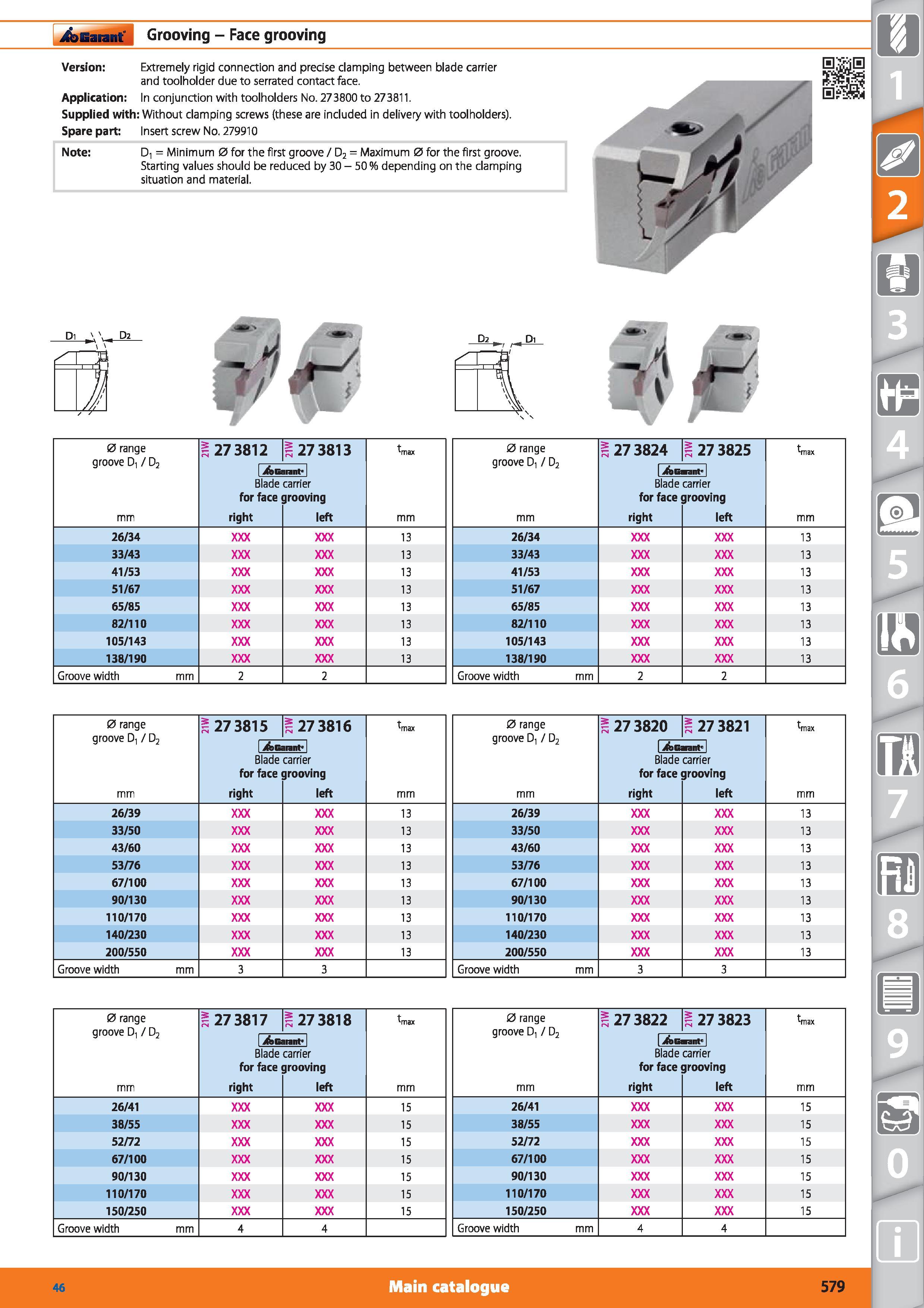 579 Garant Face grooving Version Extremely rigid connection and precise clamping between blade carrier and toolholder due to serrated contact face Ap Каталог HOFFMANN GROUP 2015 Инструмент режущий слесарный измерительный абразивный Оборудование Комплексные поставки для промышленных предприятий Стр. 579 ENG