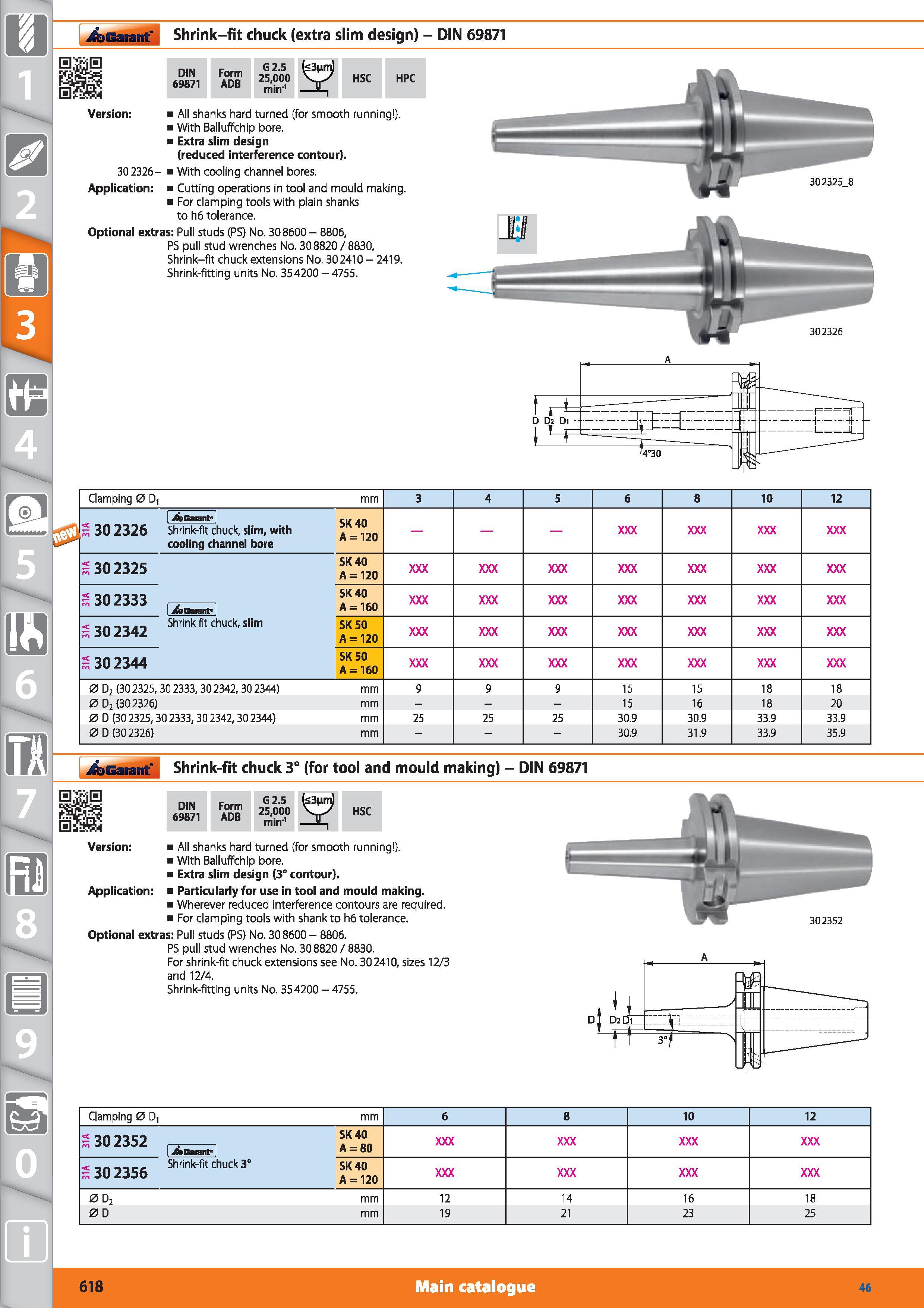 618 Garant Shrink-fit chuck (extra slim design) - DIN 69871 DIN 69871 Form ADB G2 5 25,000 min-1 1 HSC HPC Version All shanks hard turned (for smooth Каталог HOFFMANN GROUP 2015 Инструмент режущий слесарный измерительный абразивный Оборудование Комплексные поставки для промышленных предприятий Стр. 618 ENG