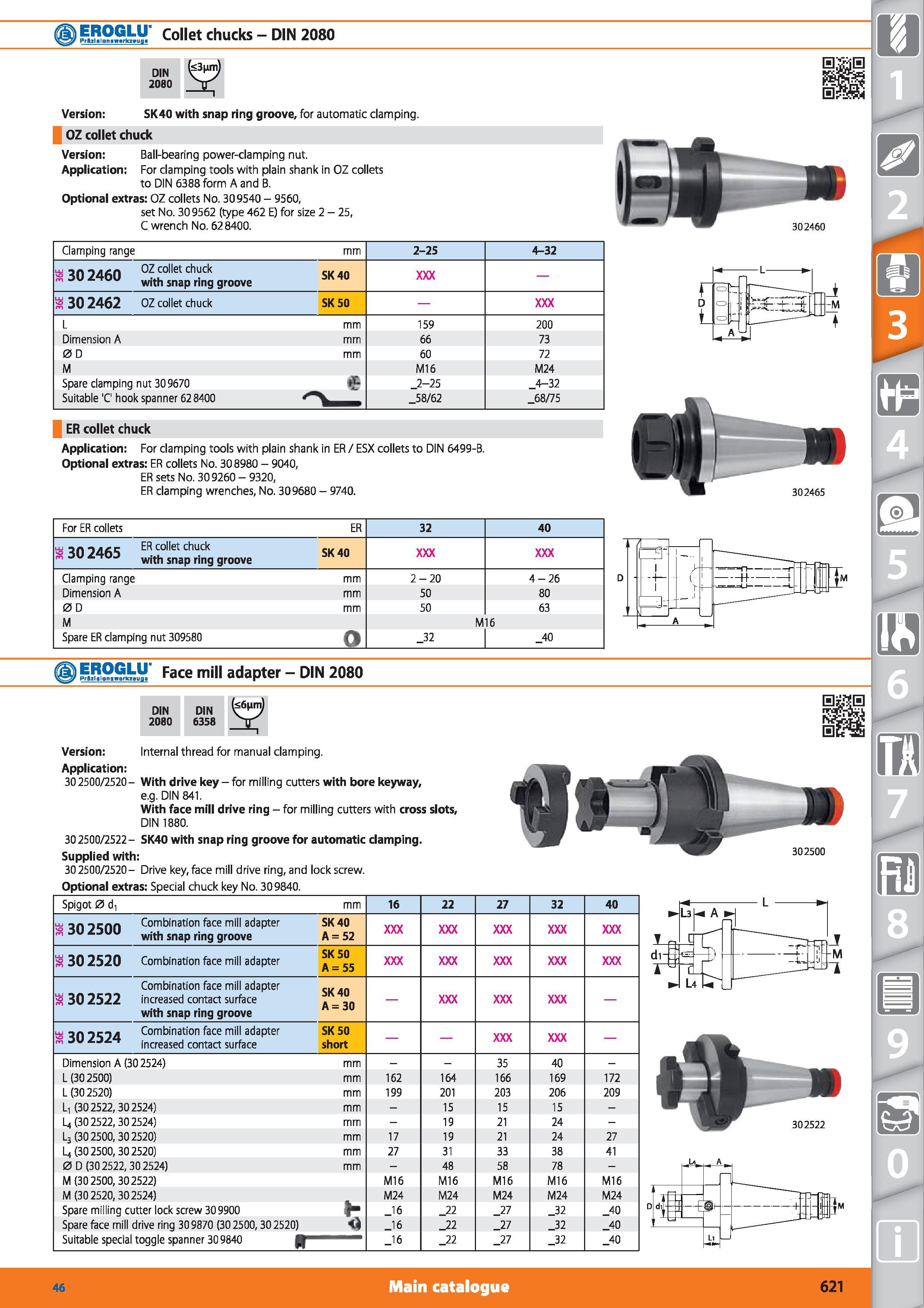 621 EfiSSSJf Collet chucks - DIN 2080 Version SK40 with snap ring groove, for automatic clamping OZ collet chuck Version Ball-bearing power-damping n Каталог HOFFMANN GROUP 2015 Инструмент режущий слесарный измерительный абразивный Оборудование Комплексные поставки для промышленных предприятий Стр. 621 ENG